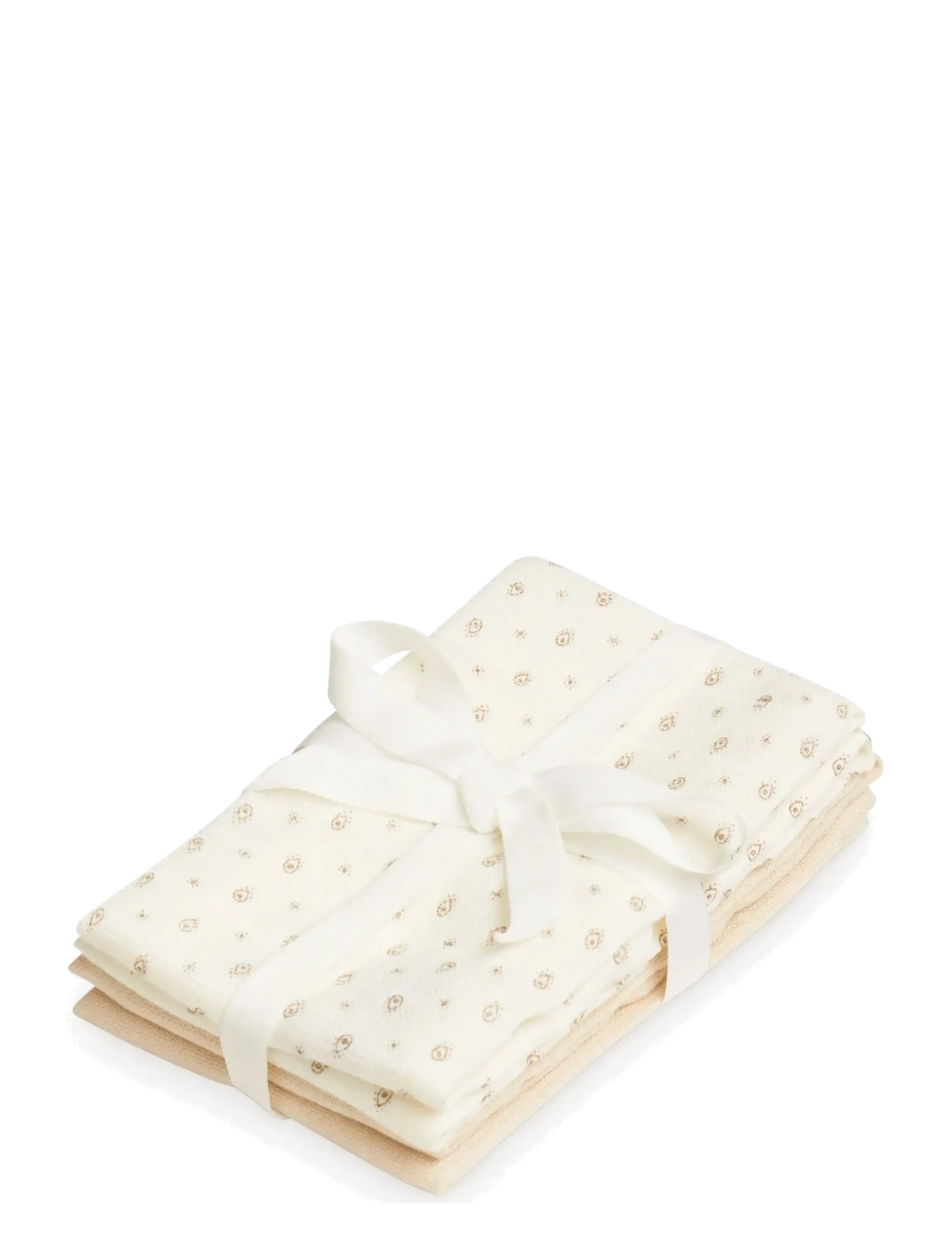 Cam Cam Copenhagen Wash Cloth, 4 pack - GOTS - Bows - Lapid - ROWAN / cream