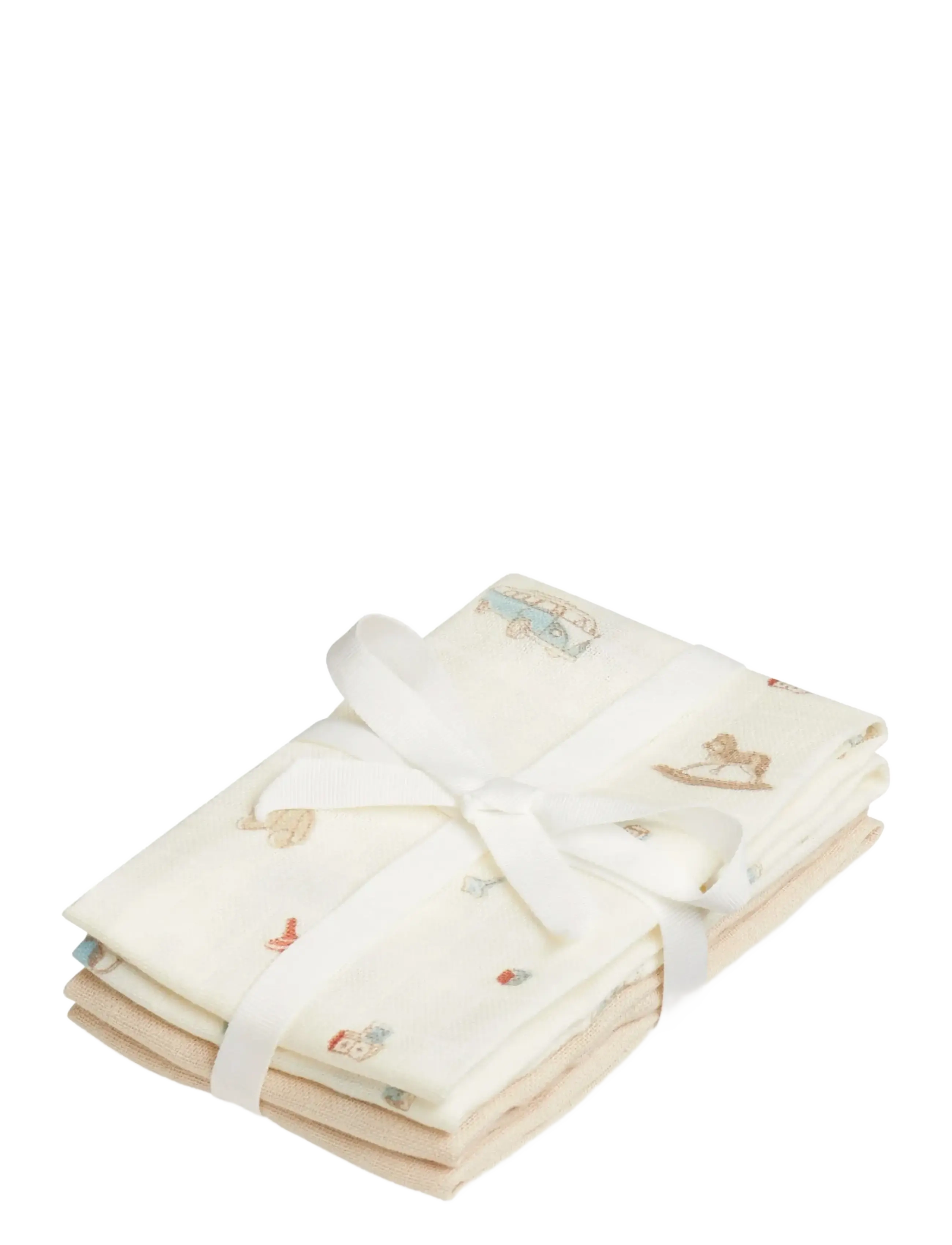 Cam Cam Copenhagen Wash Cloth, 4 pack - GOTS - Bows - Lapid - VINTAGE TOYS / cream