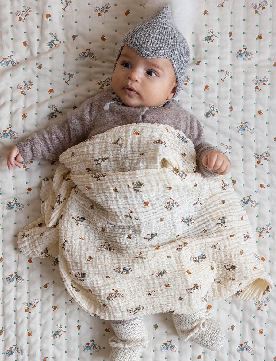 Cam Cam Copenhagen - Muslin Baby Blanket - GOTS - Augusta - mulldecken - bicycles - 0