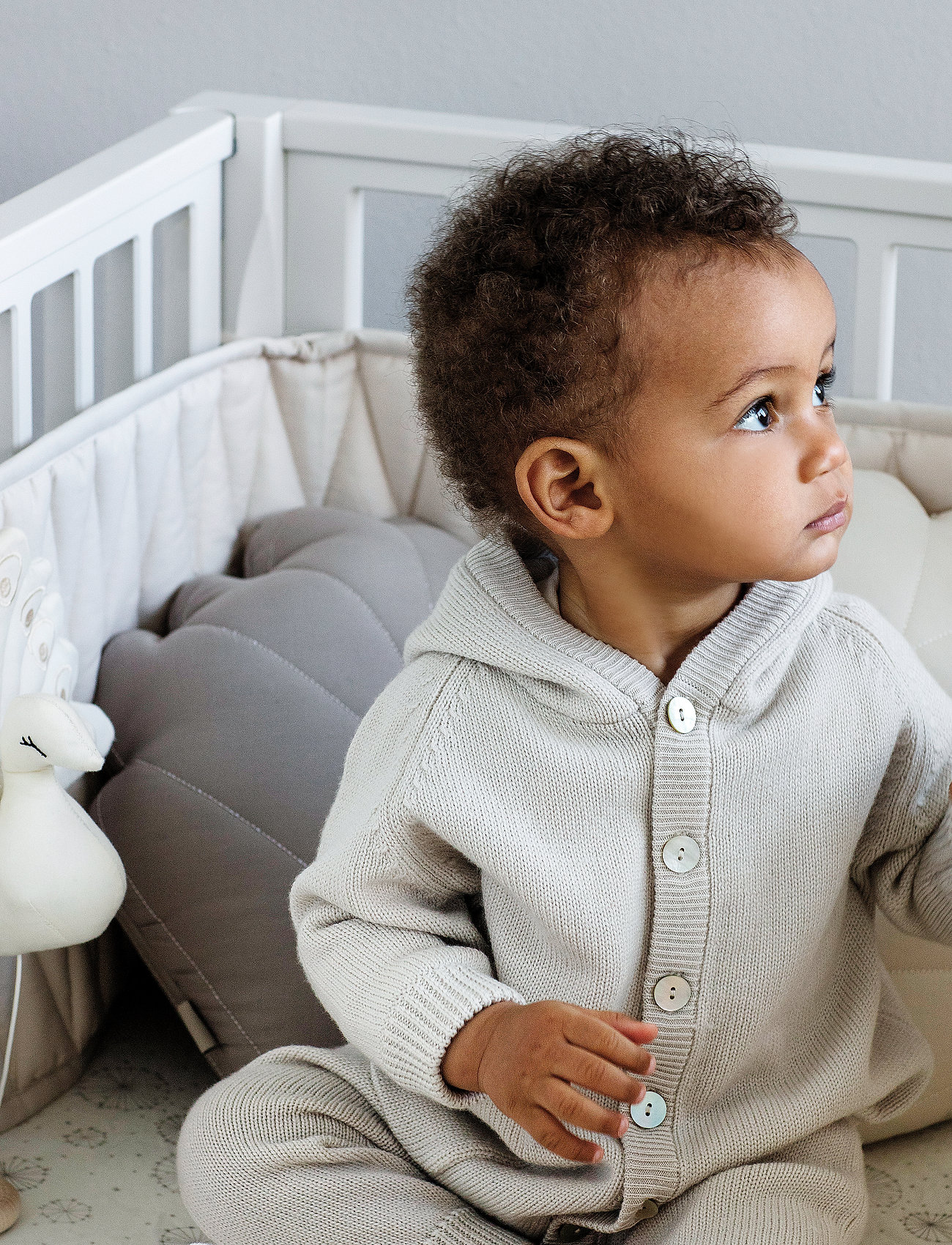 Cam Copenhagen Cot Bumper W/ Harlequin Embroidery, One Size, Baby Beds & Accessories, Creme - Bed Bumper, Kinder
