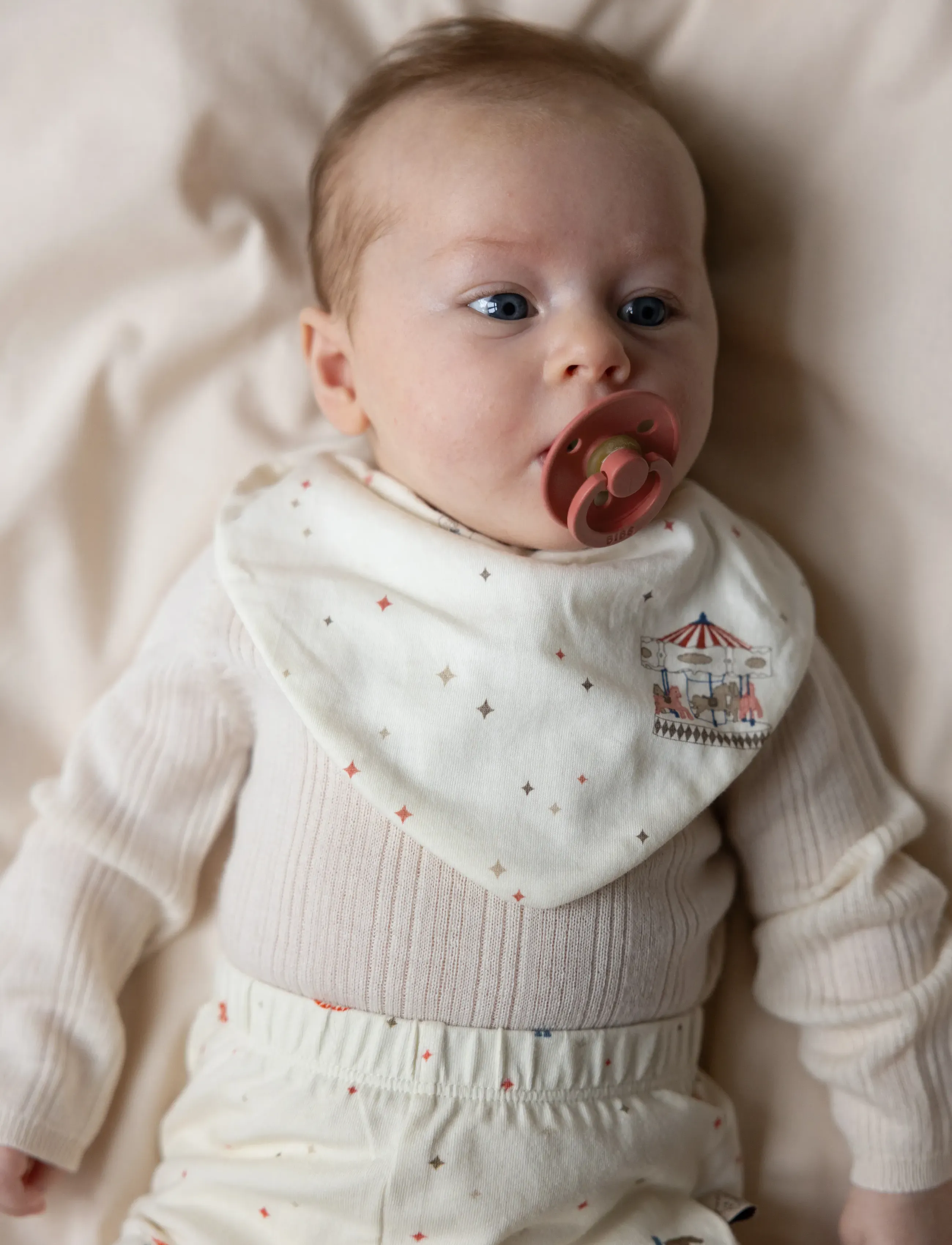 Cam Cam Copenhagen Bandana Bib, Jersey, 2 - Cam Cam Copenhagen - CAROUSEL / cream