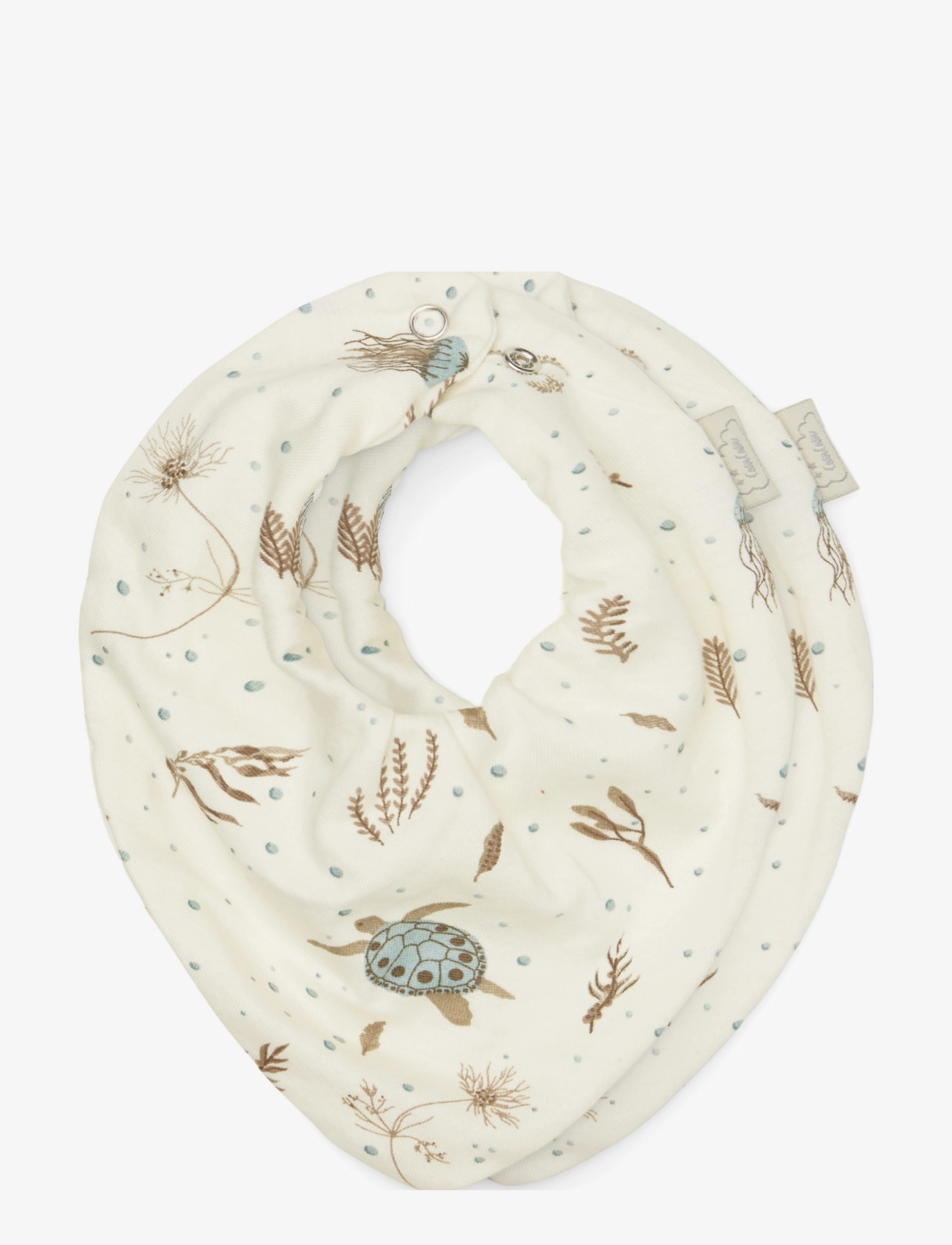 Cam Cam Copenhagen Bandana Bib, Jersey, 2-Pack - GOTS - Woodland - Kuolalaput - SEA GARDEN / cream