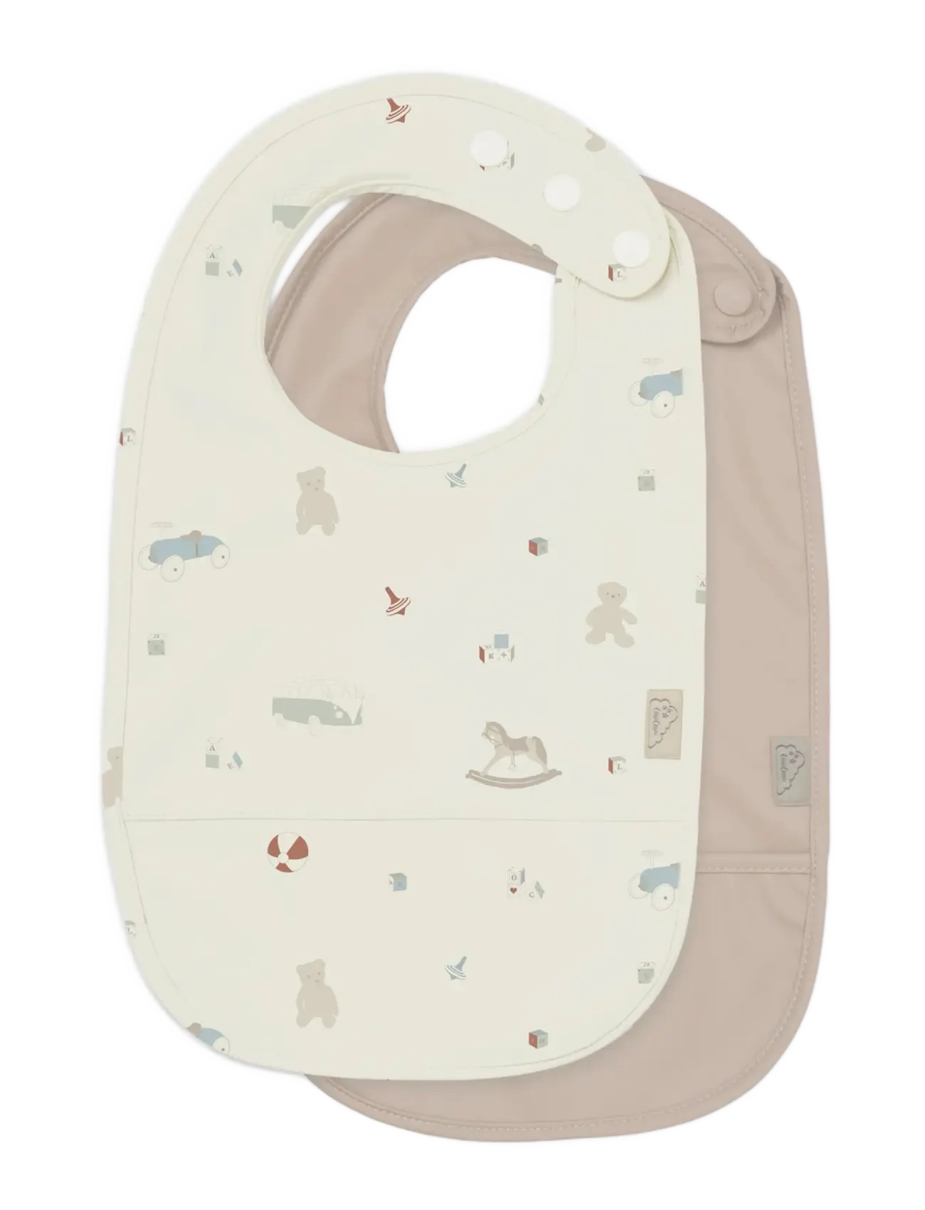 Cam Cam Copenhagen Bib w/ pocket, 2 pack - Hagesmækker - VINTAGE TOYS / beige