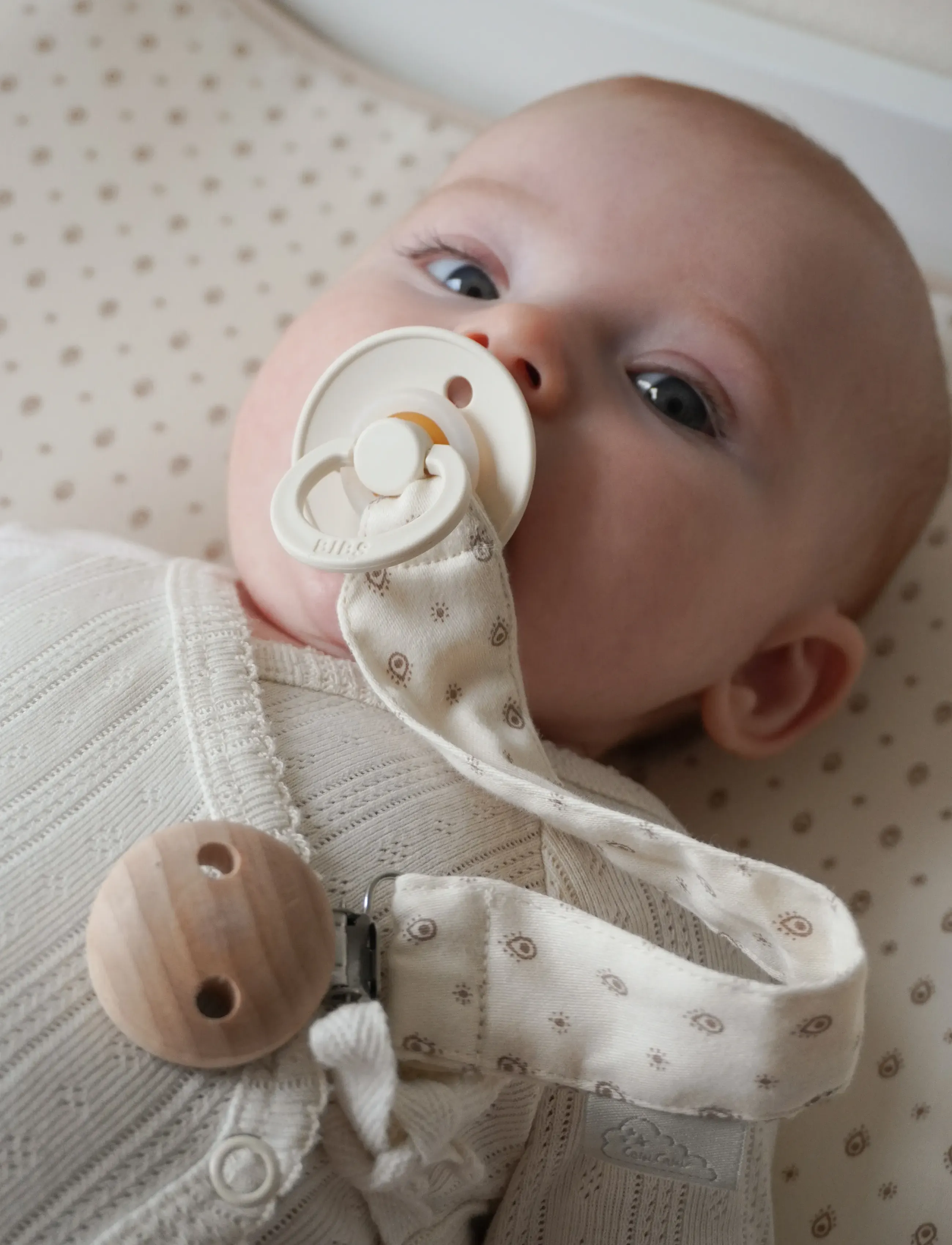 Cam Copenhagen Pacifier Holder, One Size, Pacifiers & Accessories, Creme - Clips, Kinder