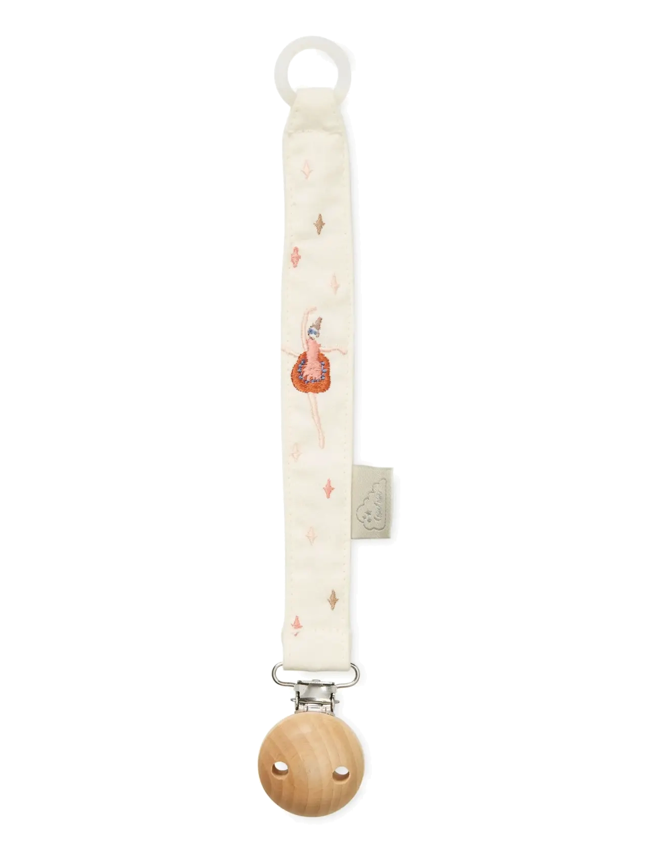 Cam Cam Copenhagen Embroidered Pacifier Holder Gots Woodland, Børn, Broderet Suttekæde, Cream, Str: ONE SIZE