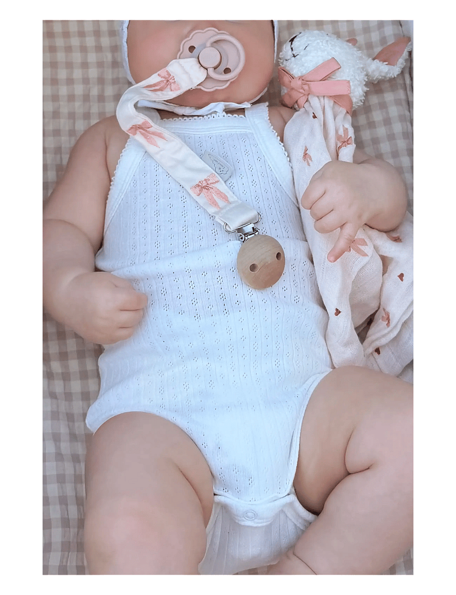 Cam Cam Copenhagen - Embroidered Pacifier Holder - GOTS - Blueberries - napphållare - bows - 2