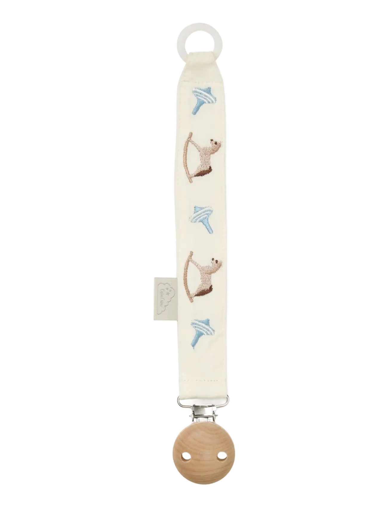 Cam Cam Copenhagen Embroidered Pacifier Holder - GOTS - Blueberries - Lutiketid - VINTAGE TOYS / white