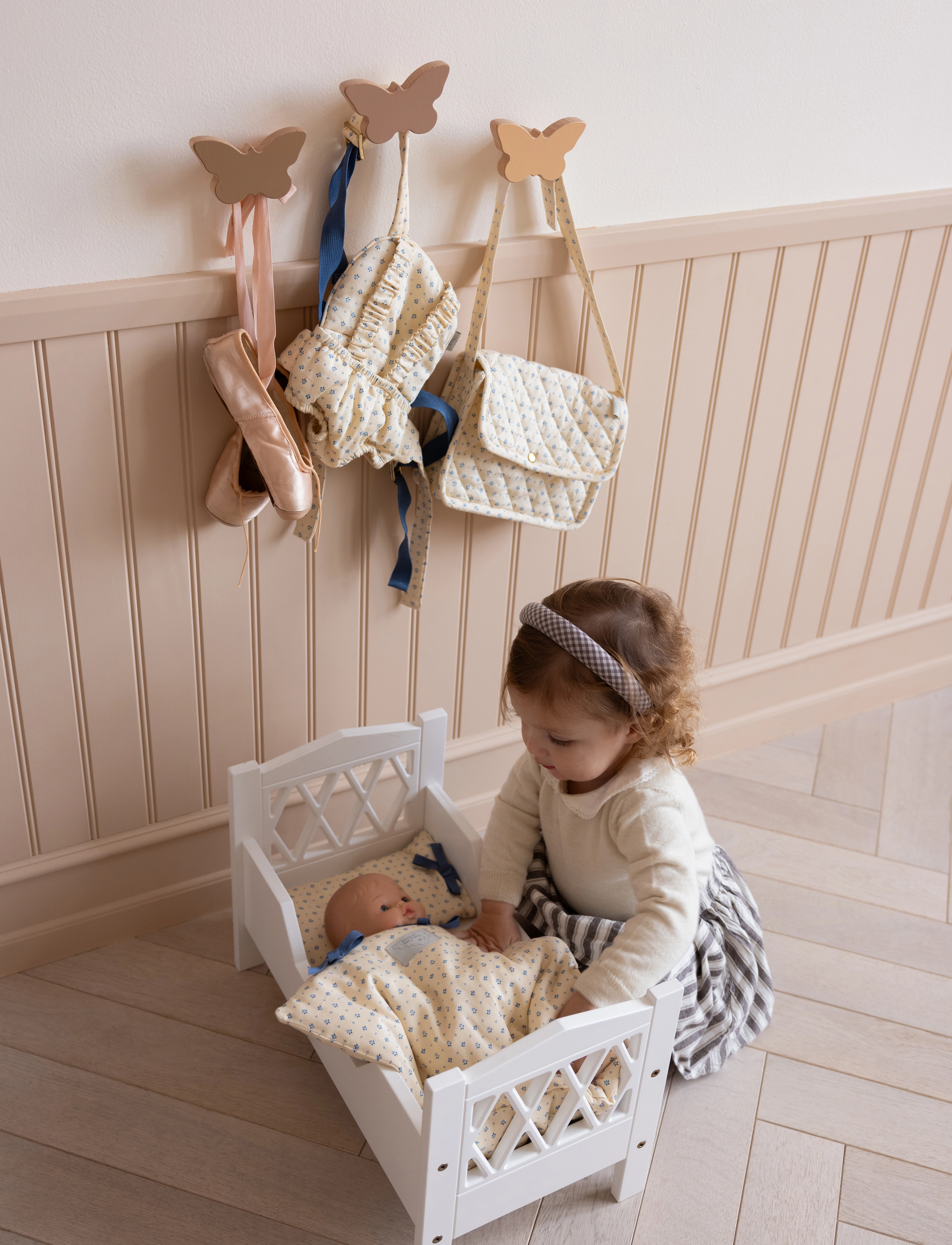 Cam Copenhagen Doll's Bedding Gots Bows, One Size, Dolls & Accessories, Creme - Doll Beds, Kinder