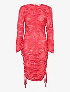 Ls Dress W. Ruffles - TRUE RED