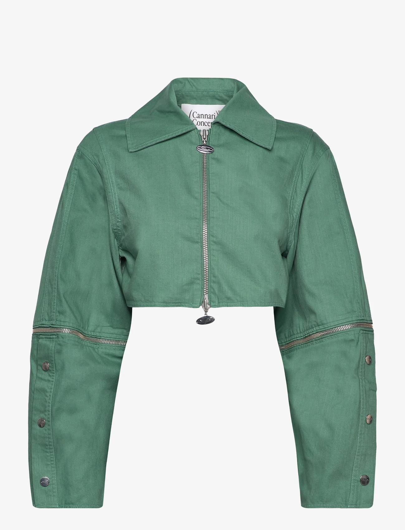 Cannari Concept - Washed Twill Crop Jacket - spring jackets - green spruce - 0