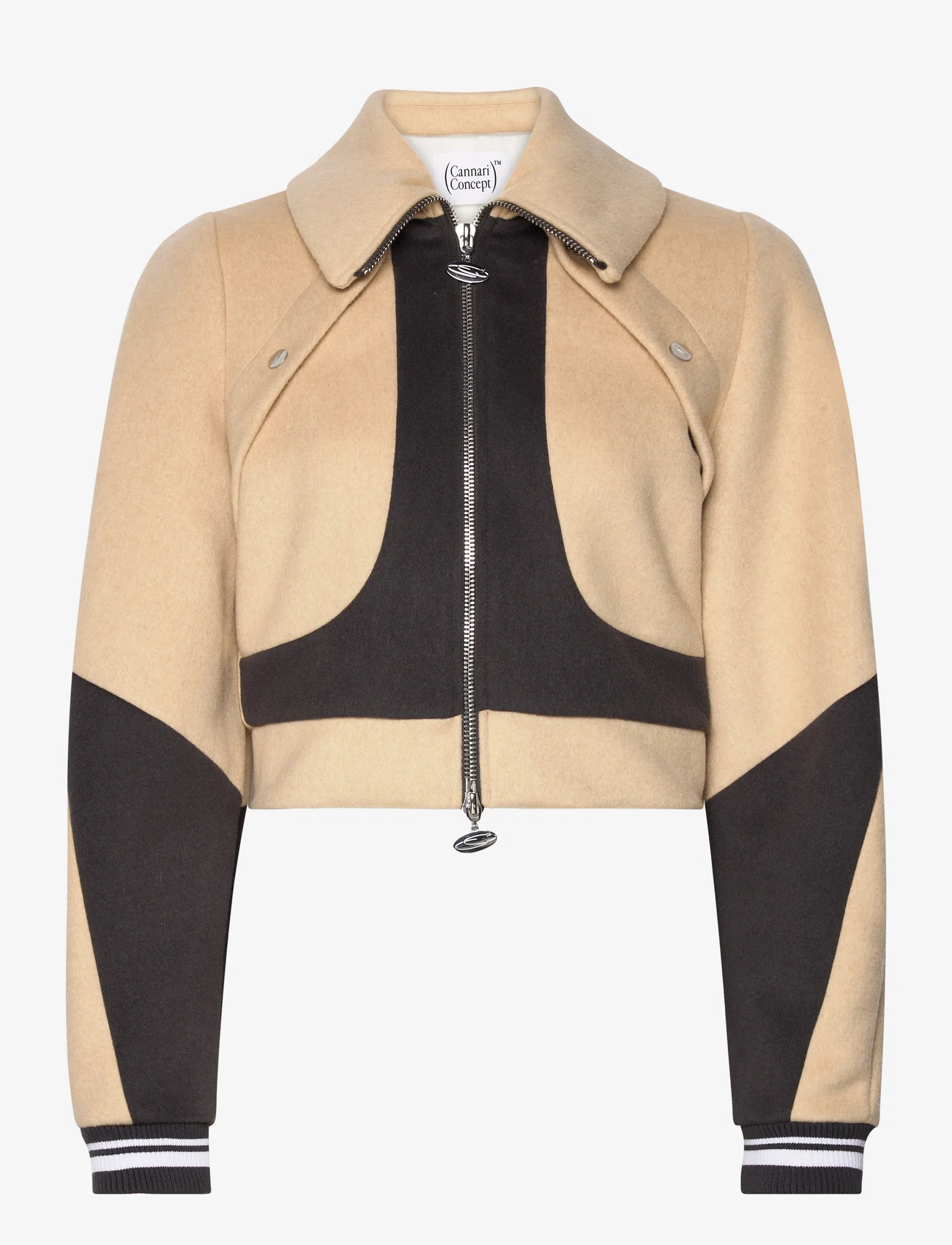 Cannari Concept - Cropped Bomber Jacket - spring jackets - brown rice - 0