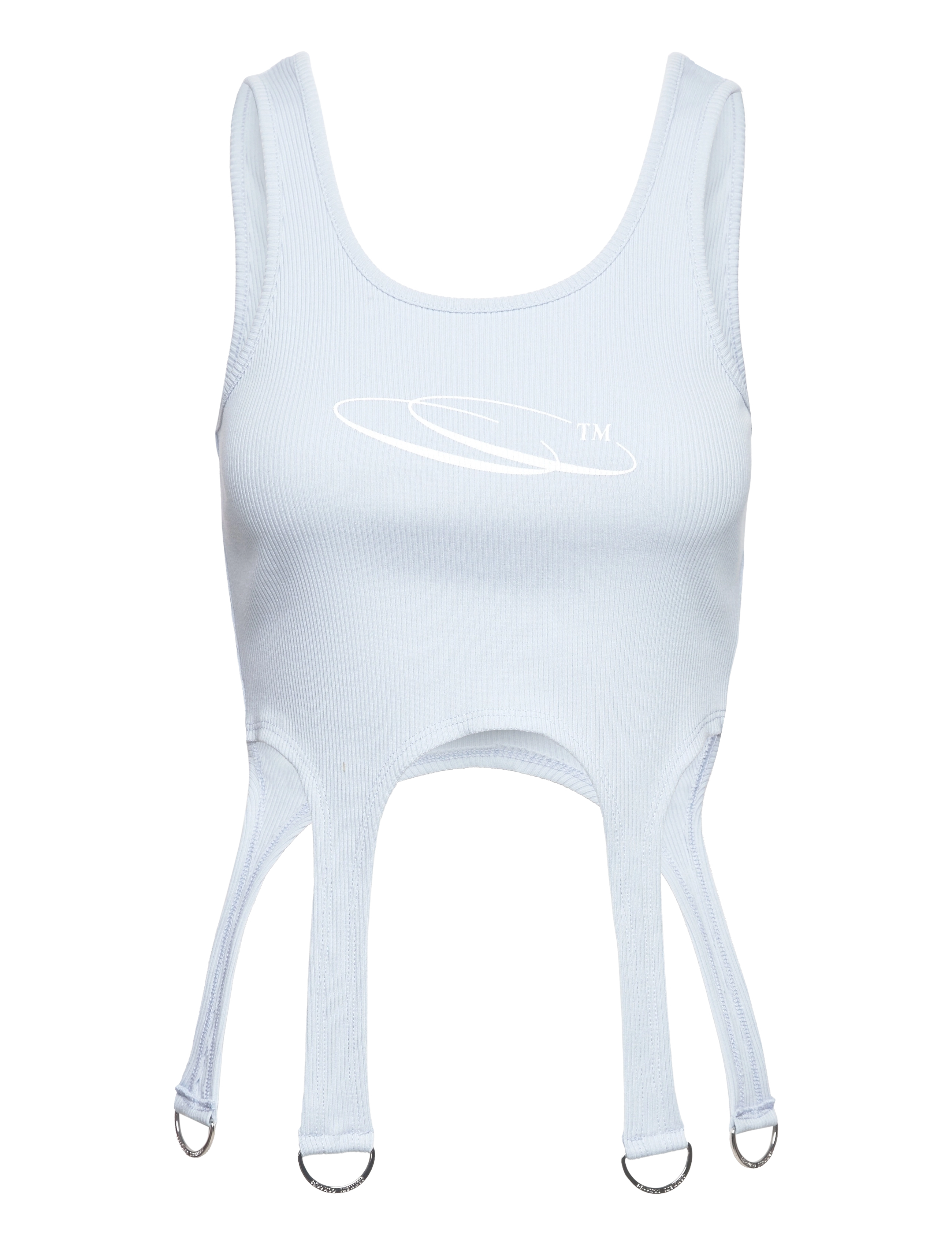 Cannari Concept Rib Top W. D-Rings, 34, Crop Oberteile, Blau - Sleeveless Frauen
