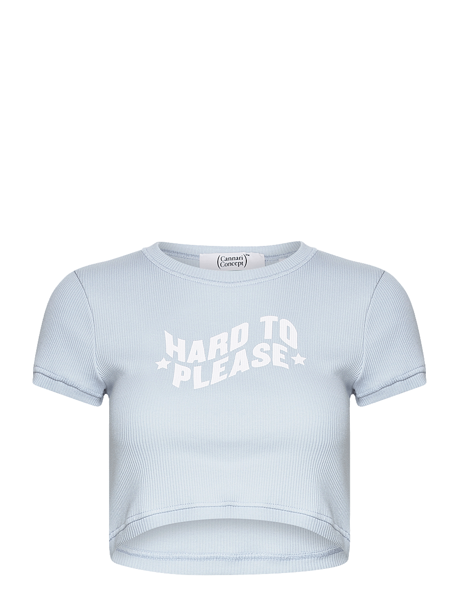 Cannari Concept - Rib Cropped T-Shirt - crop tops - cashmere blue - 0