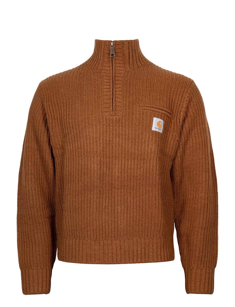 Carhartt WIP - Detroit Half Zip Sweater - half zip-tröjor - brown - 0