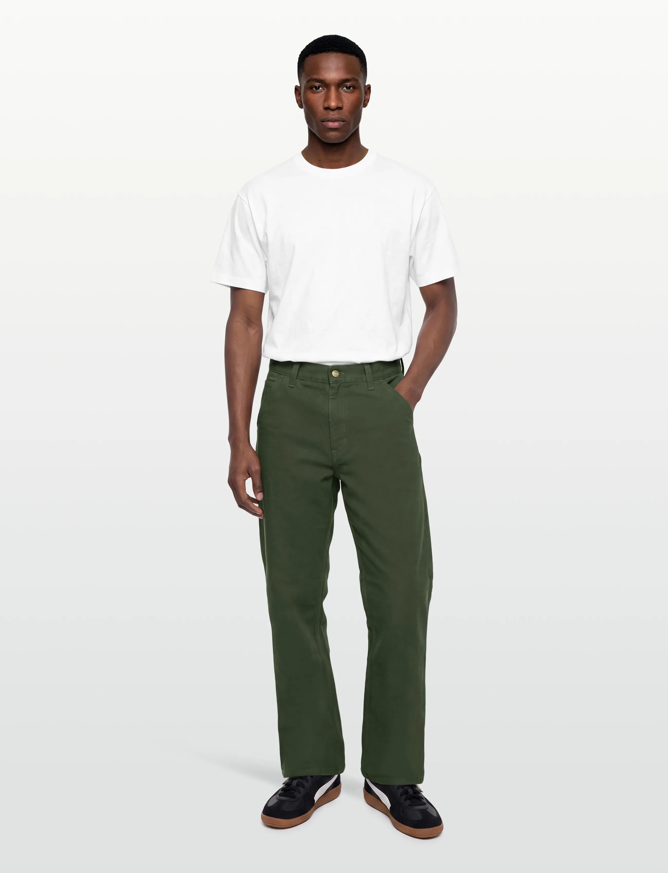 Carhartt WIP - Single Knee Pant Dearborn - casual trousers - tarragon rinsed - 0