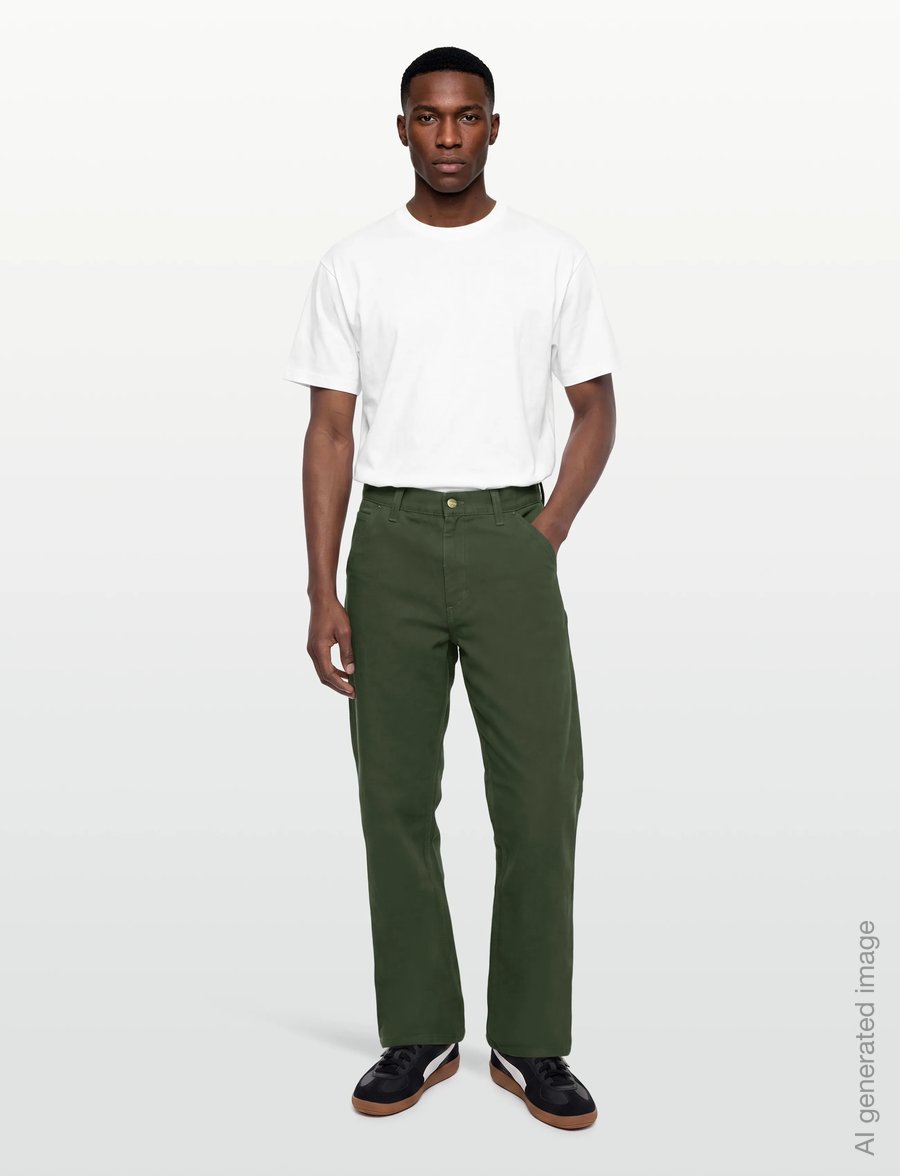 Carhartt WIP - Single Knee Pant Dearborn - casual byxor - tarragon rinsed - 0