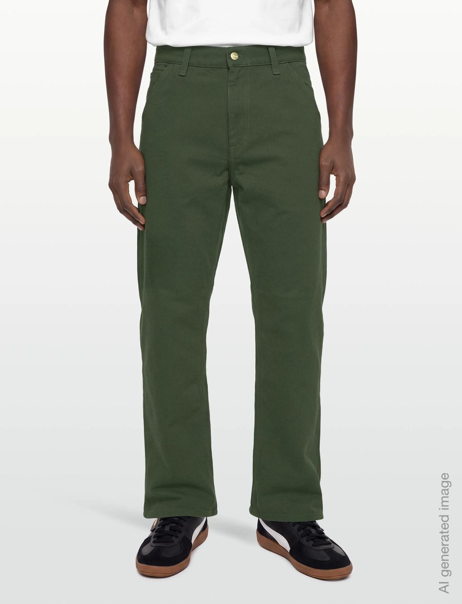 Carhartt WIP - Single Knee Pant Dearborn - casual byxor - tarragon rinsed - 3