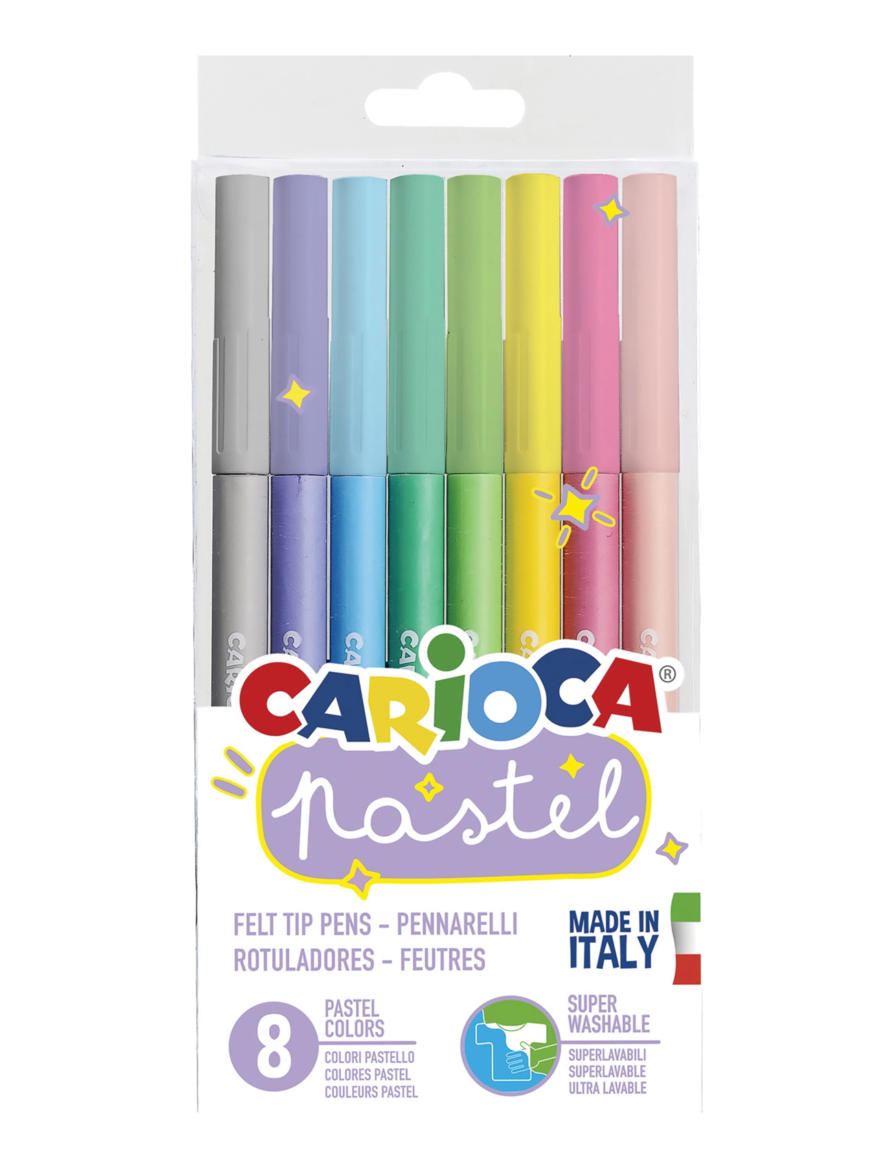 Carioca Fiberpennor Pastell 8St, One Size, Drawing, Mehrfarbig/gemustert - Coloured Pencils, Kinder