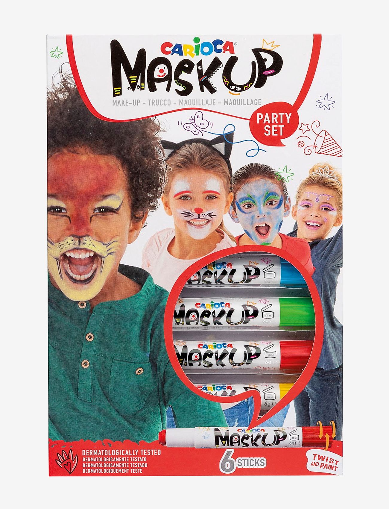 Carioca Carioca Mask-Up Classic 6-Pack, One Size, Multi/patterned, Legetøj > Face Paints, Børn