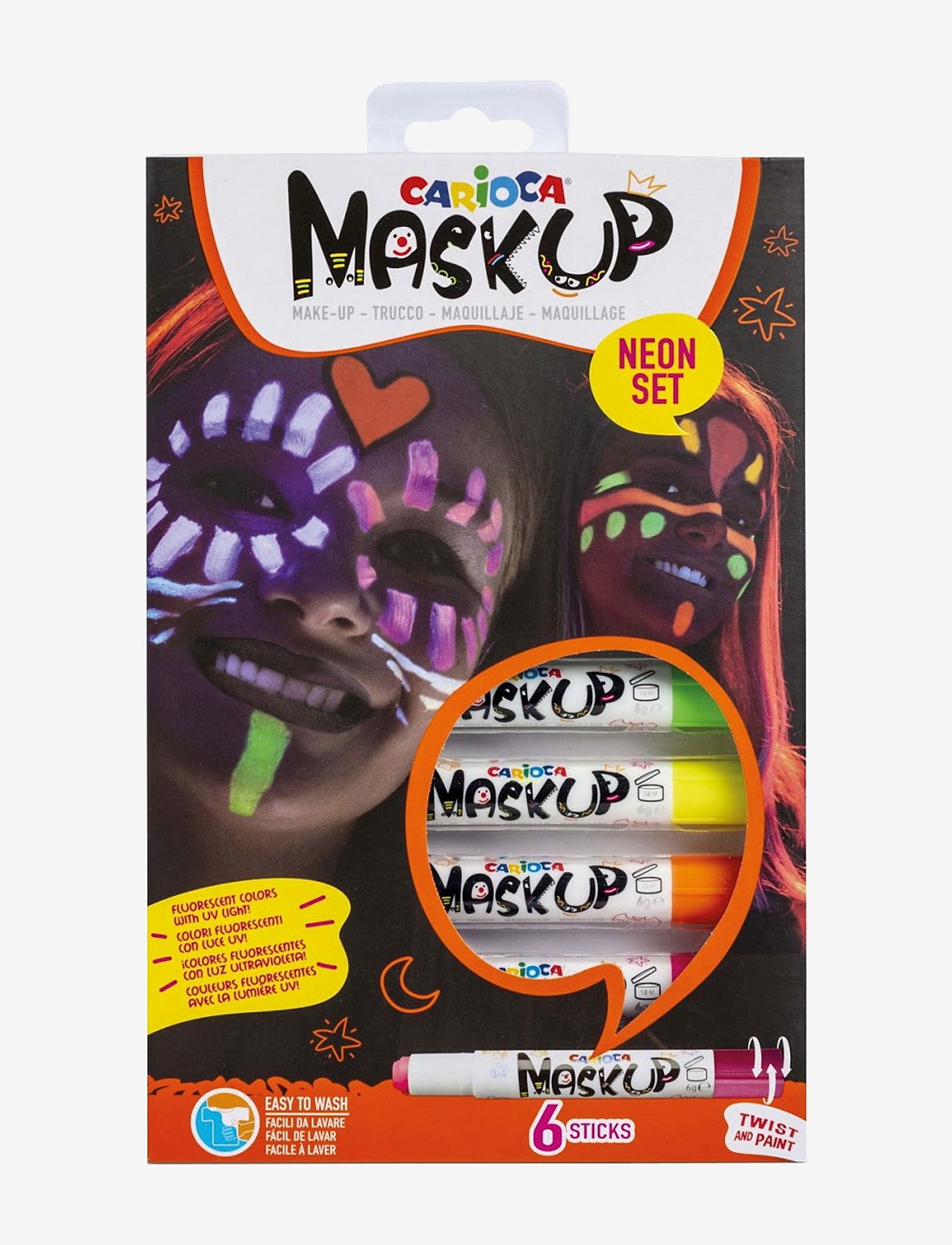 CARIOCA Carioca Mask-Up Fluo 6-Pack Patterned - One Size - Kinder