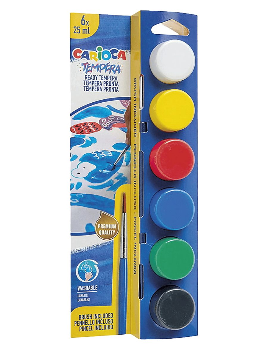 Carioca - CARIOCA TEMPERAFÄRGER 6 X 25 ML KLASSISKA - farben - multi - 0