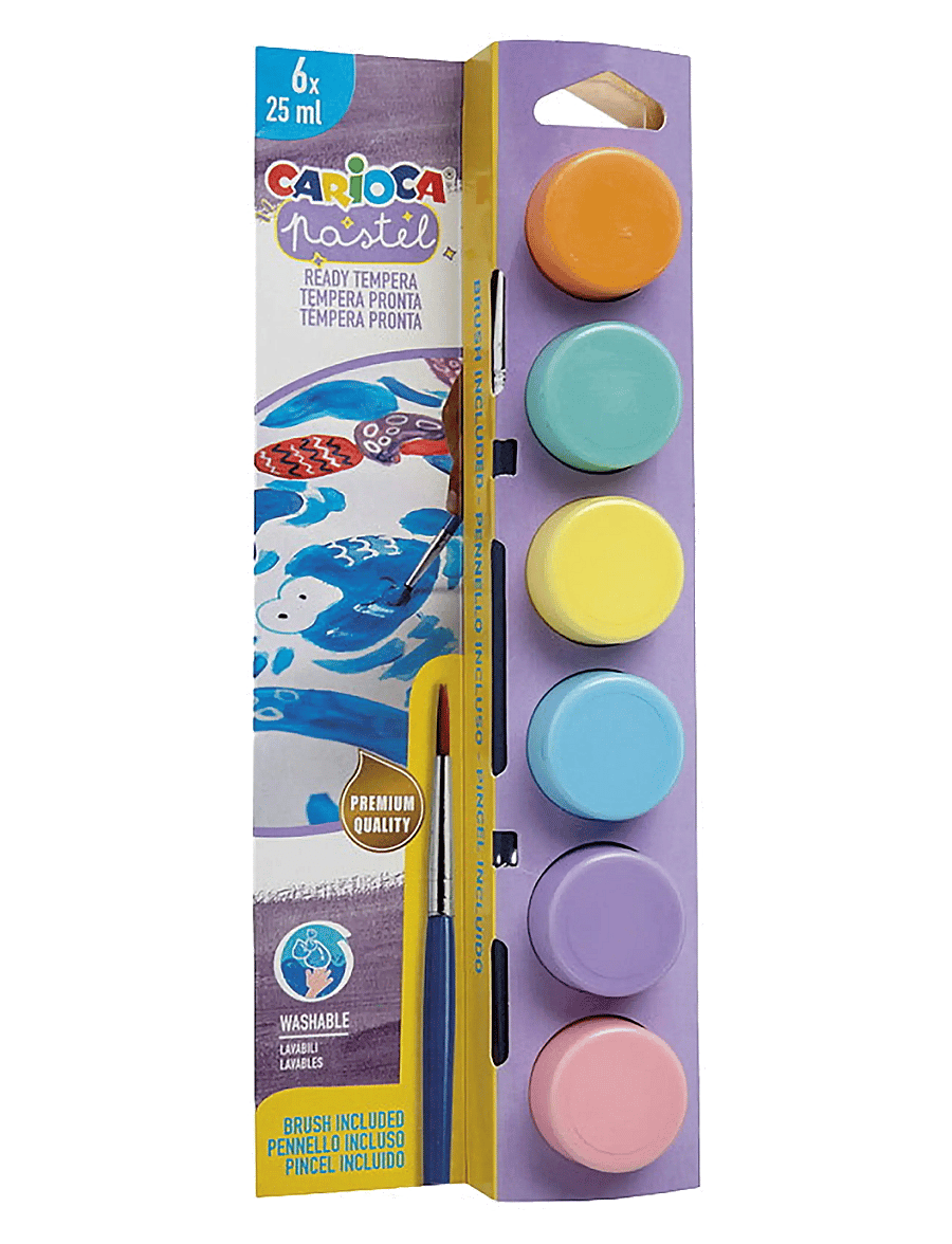 Carioca - CARIOCA TEMPERAFÄRG 6 X 25 ML PASTELL - verven - multi - 0