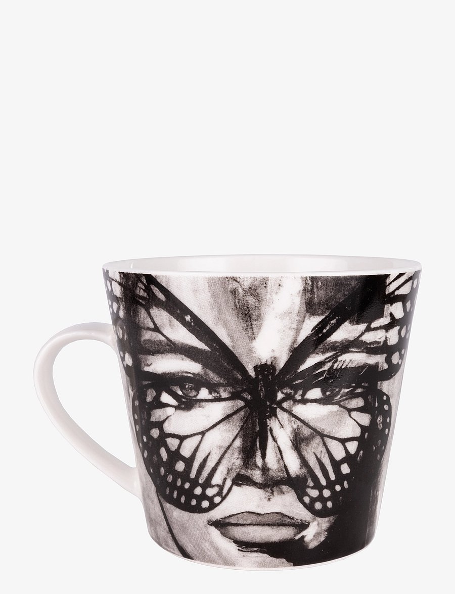 Carolina Gynning - Golden Butterfly B&W with ear - kaffetassen - white, black - 0