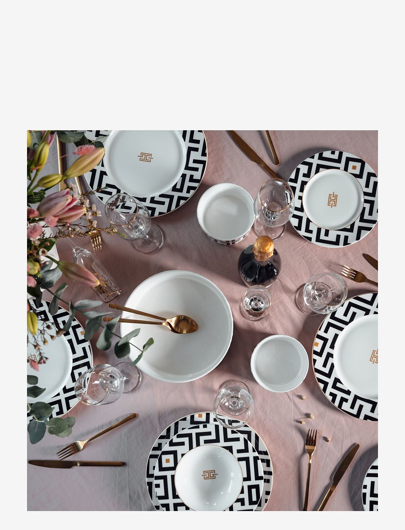 Carolina Gynning - CG DECO Deep plate - dybe tallerkner - white,black and gold tone - 1