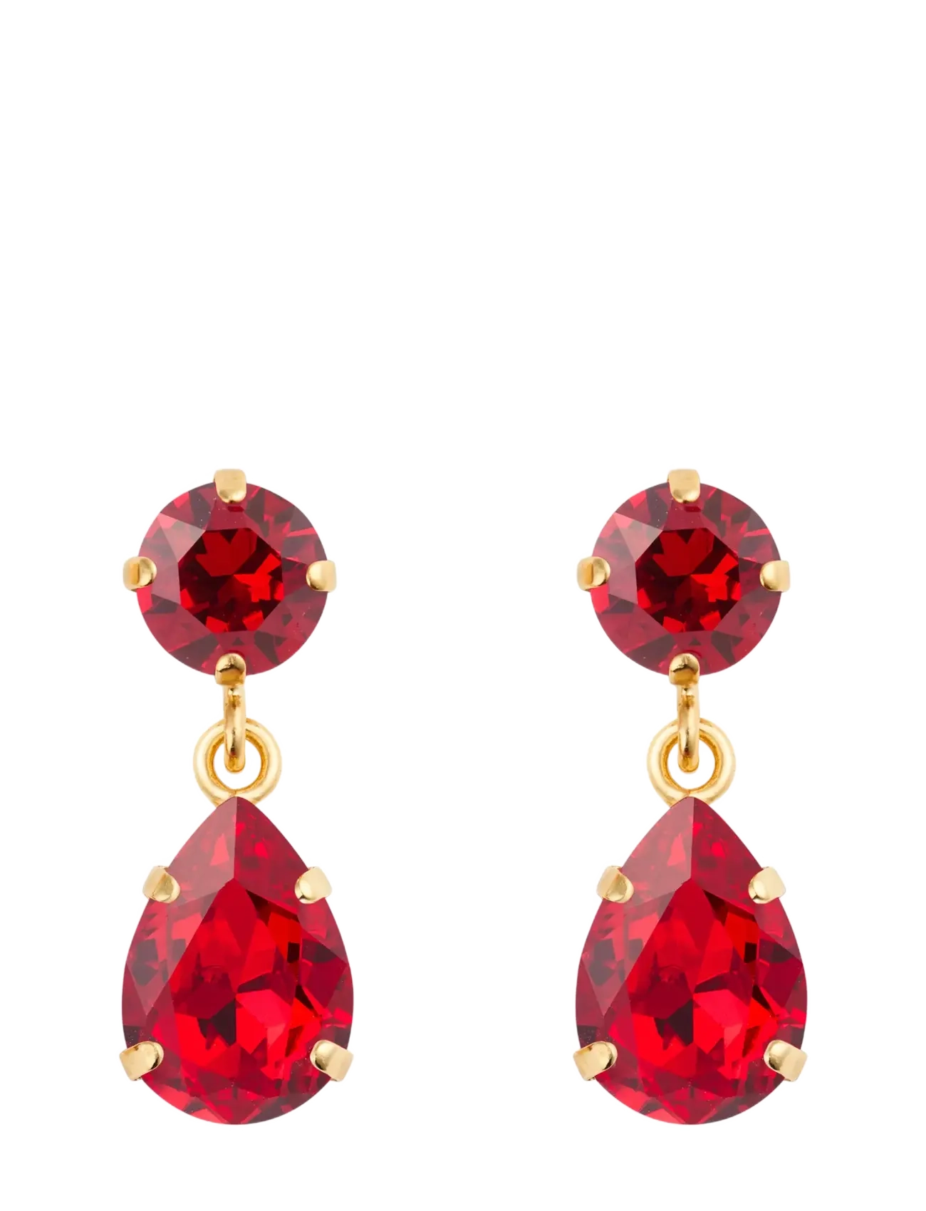 Caroline Svedbom MINI DROP EARRINGS GOLD - Øreringe med vedhæng - SCARLET / red