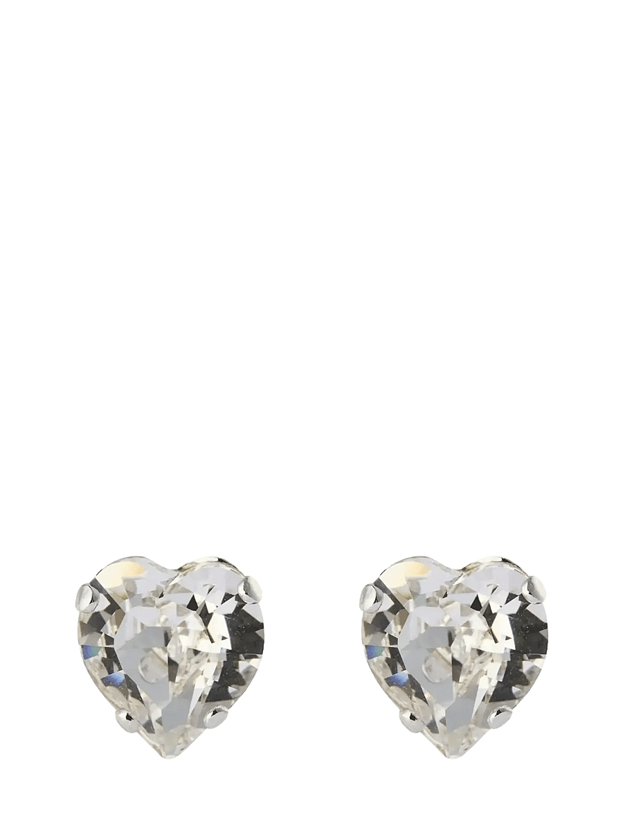 Caroline Svedbom - HEART EARRINGS RHODIUM - Ørestikker - crystal - 0