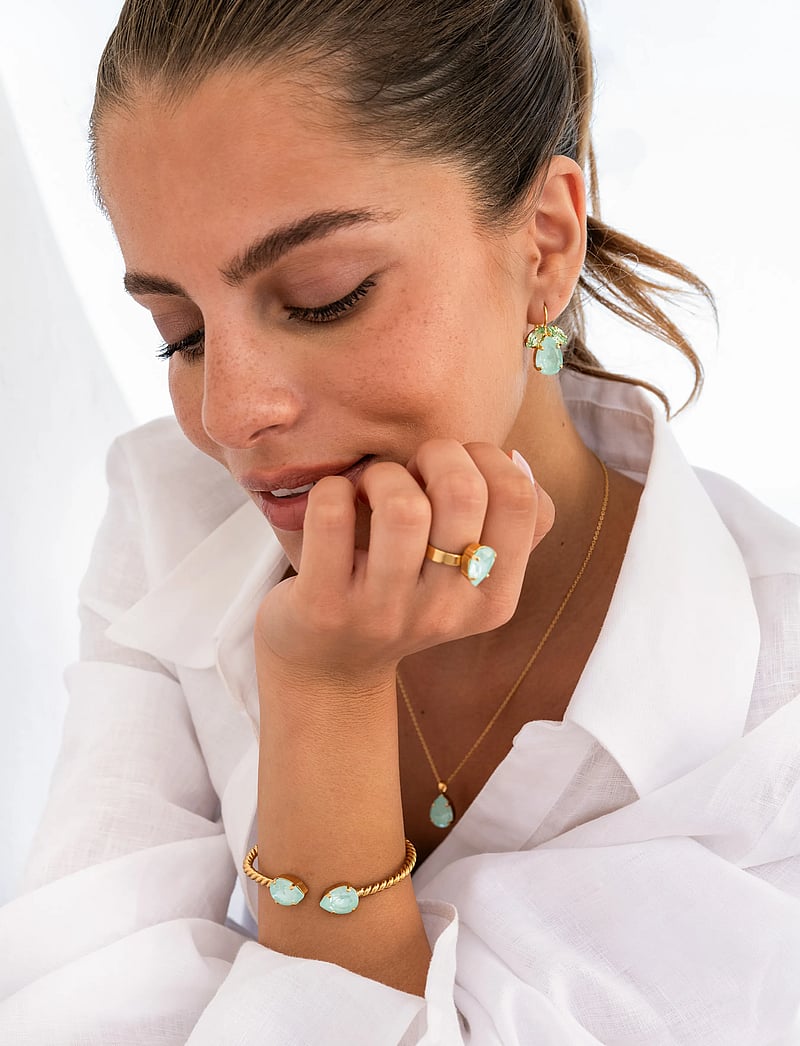 Caroline Svedbom - TIMO EARRINGS GOLD - Øreringe med vedhæng - soft mint combo - 0