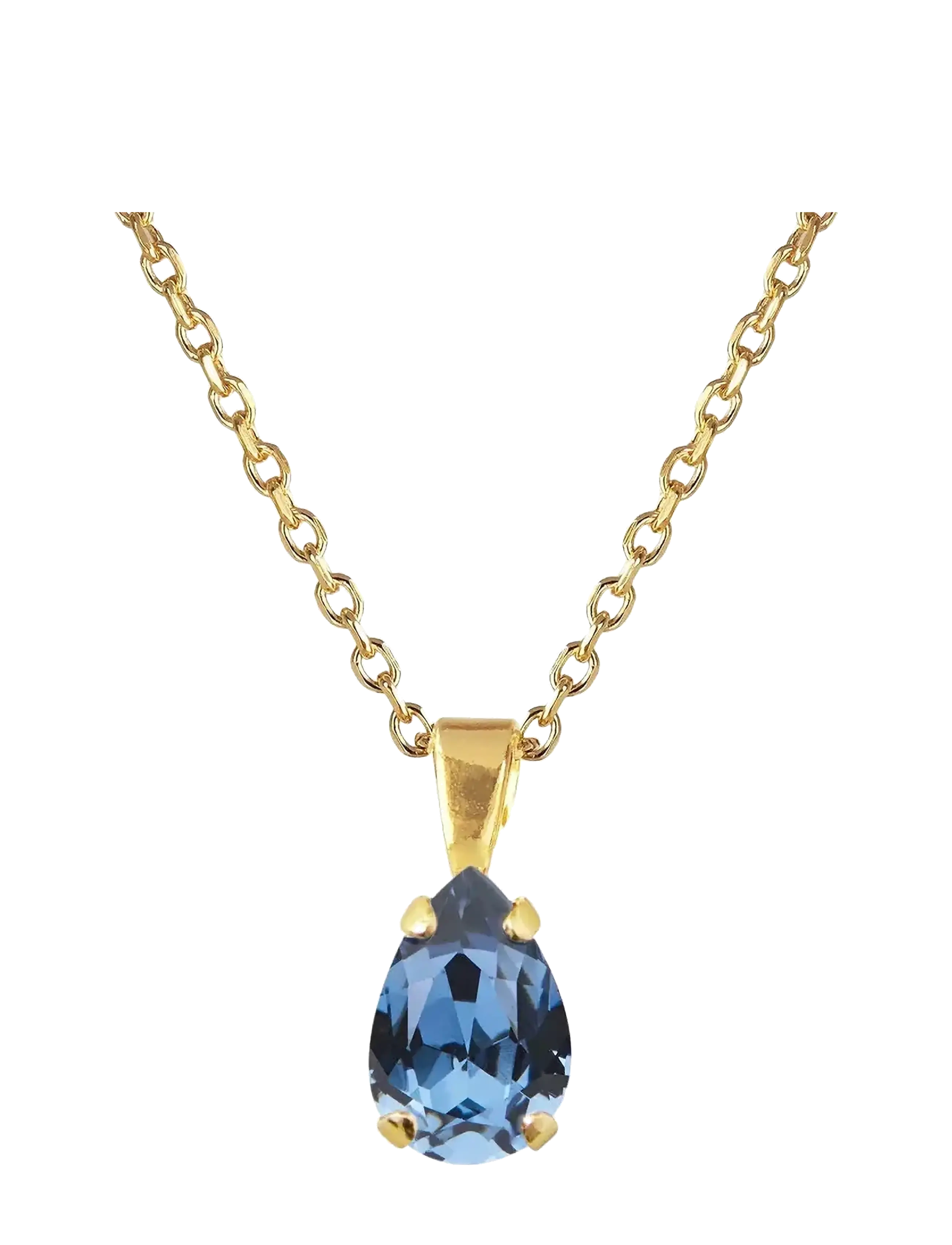 Caroline Svedbom PETITE DROP NECKLACE GOLD - Festtøj - DENIM BLUE / blue