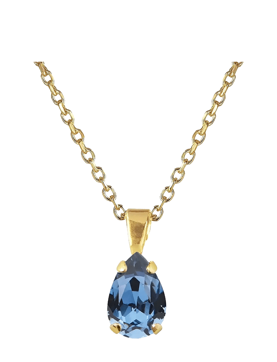 Caroline Svedbom - PETITE DROP NECKLACE GOLD - ketjukaulakorut - denim blue - 1