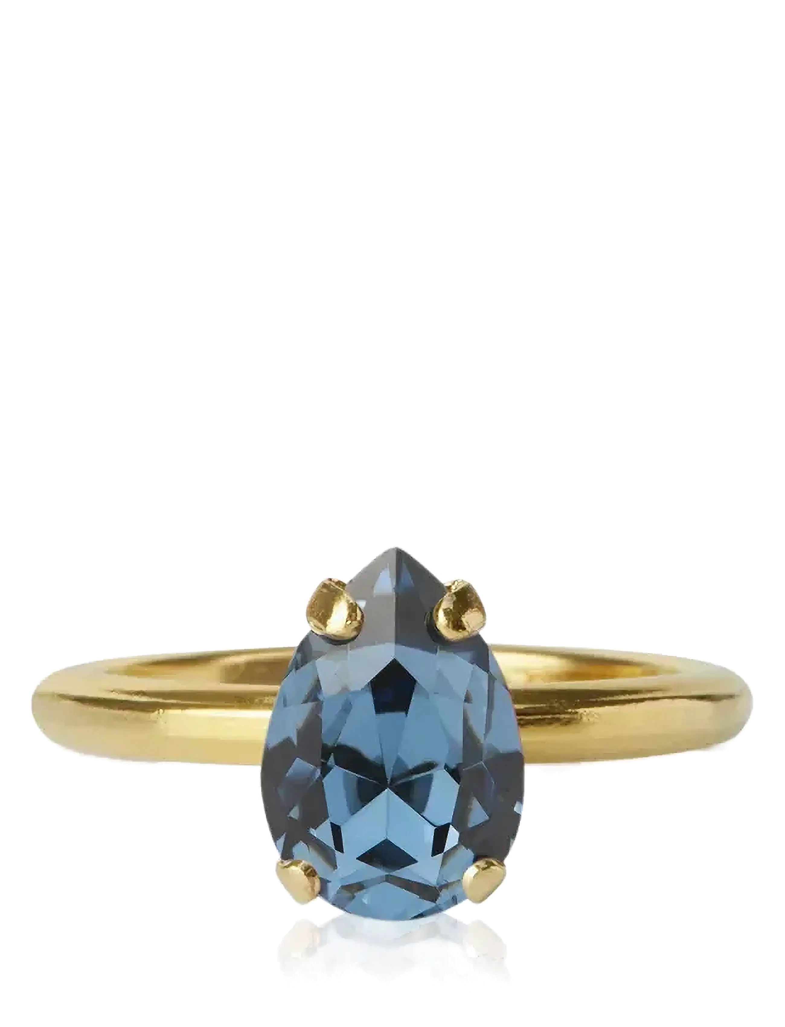 Caroline Svedbom PETITE DROP RING GOLD - Jõulukingid - DENIM BLUE / gold