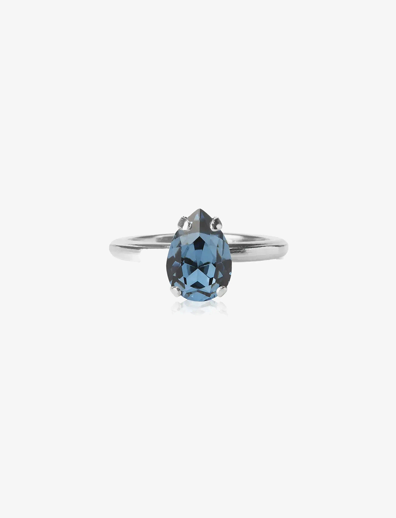 Caroline Svedbom - PETITE DROP RING RHODIUM - sõrmused - denim blue - 0