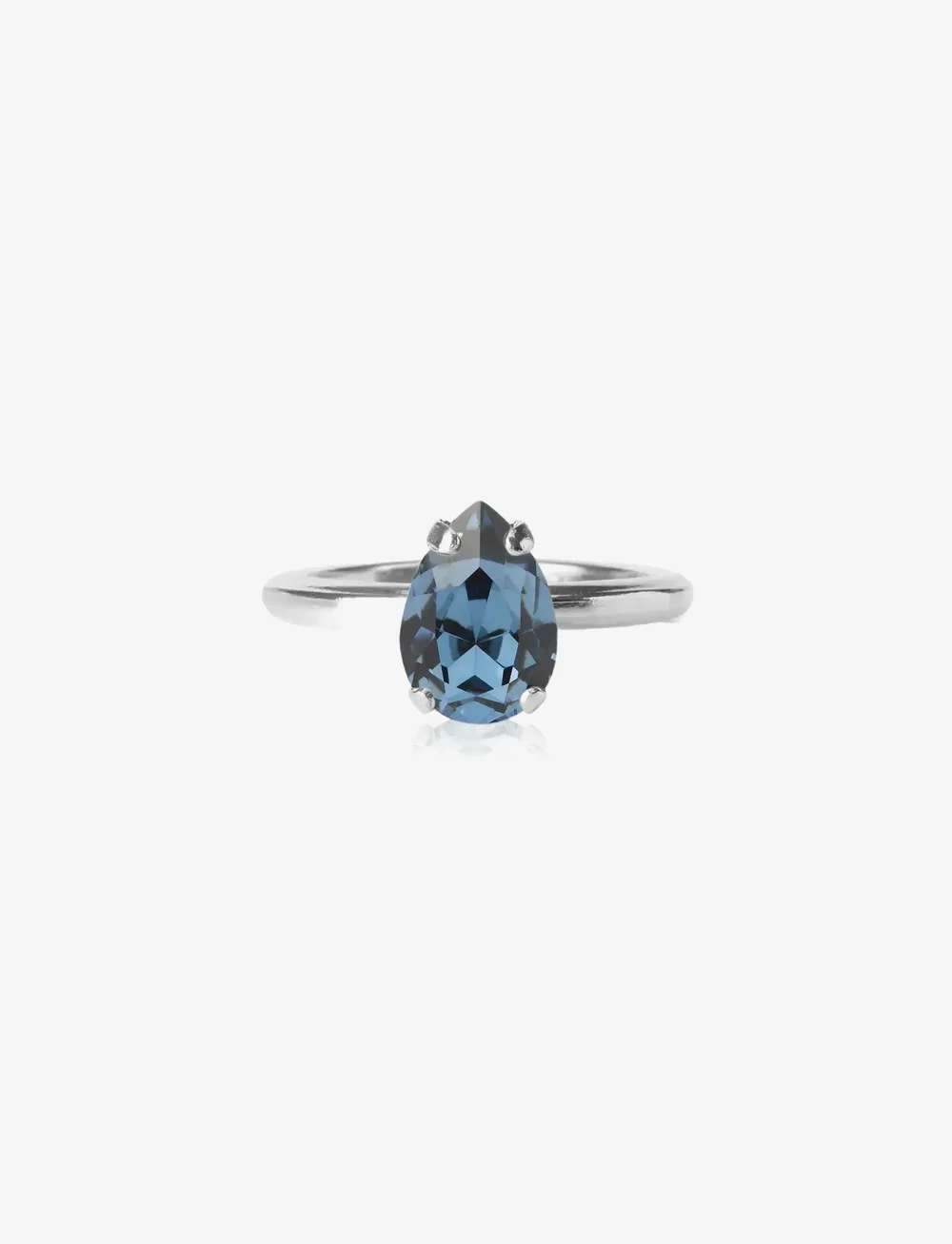 Caroline Svedbom - PETITE DROP RING RHODIUM - ringe - denim blue - 0