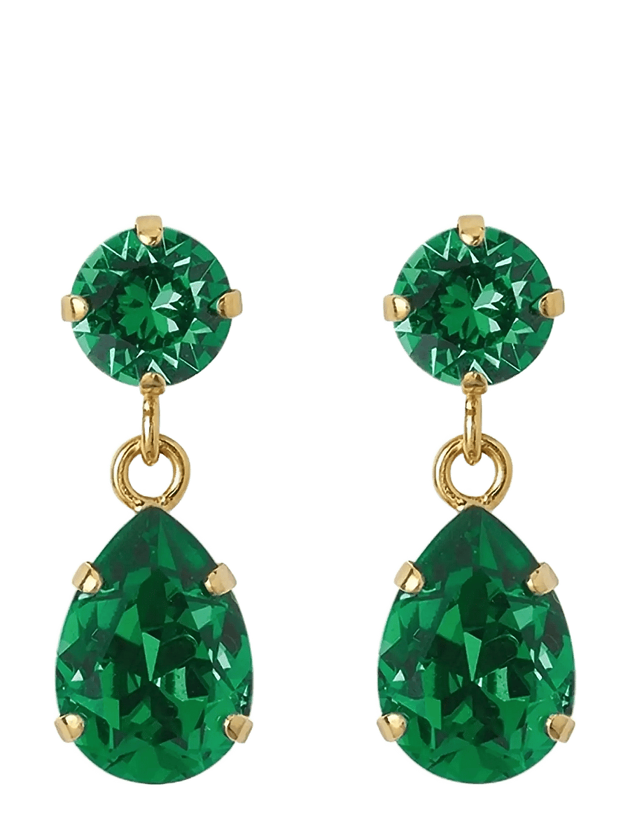 Caroline Svedbom - MINI DROP EARRINGS GOLD - Øreringe med vedhæng - majestic green - 0
