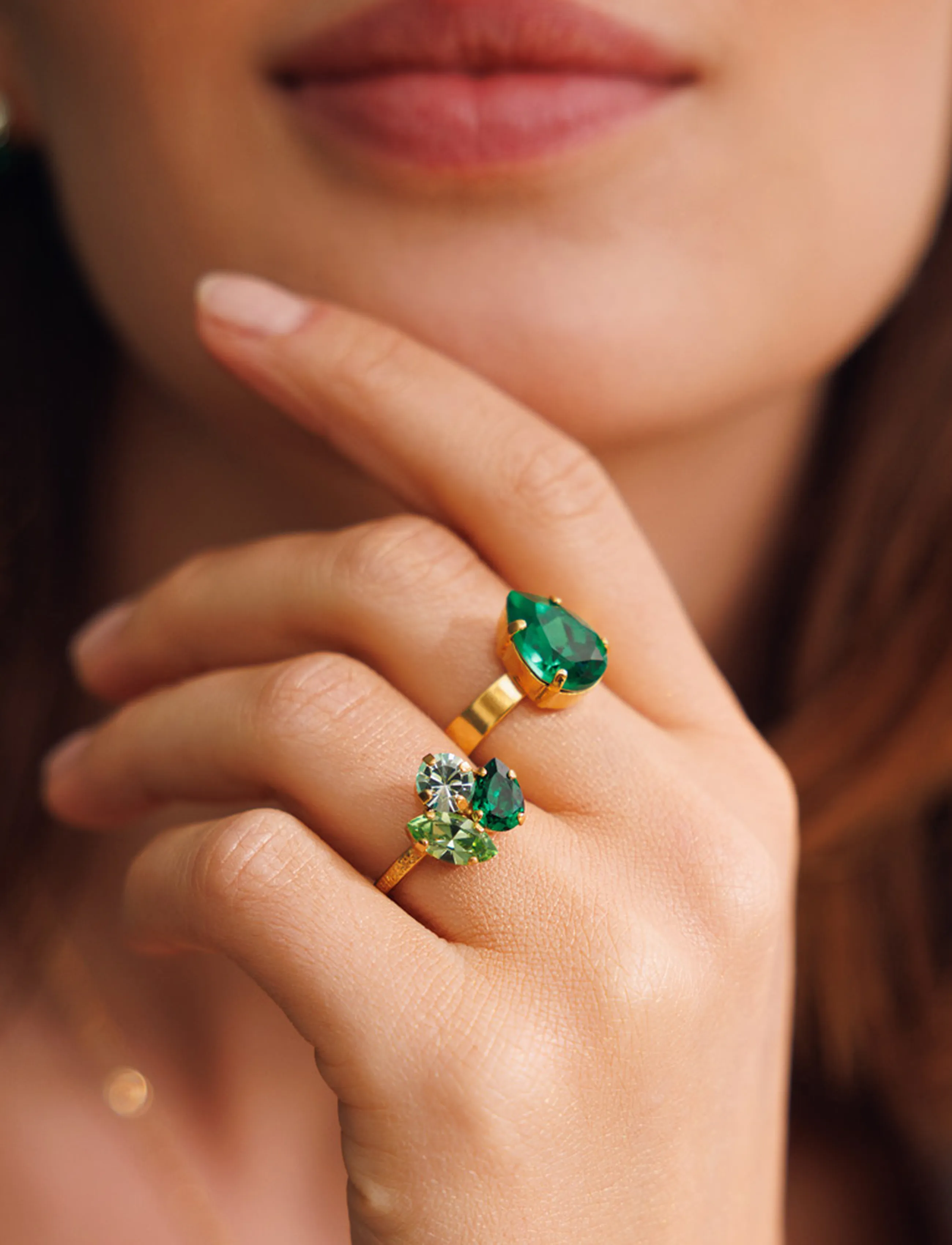 Caroline Svedbom - MINI DROP RING GOLD - ringe - majestic green - 2
