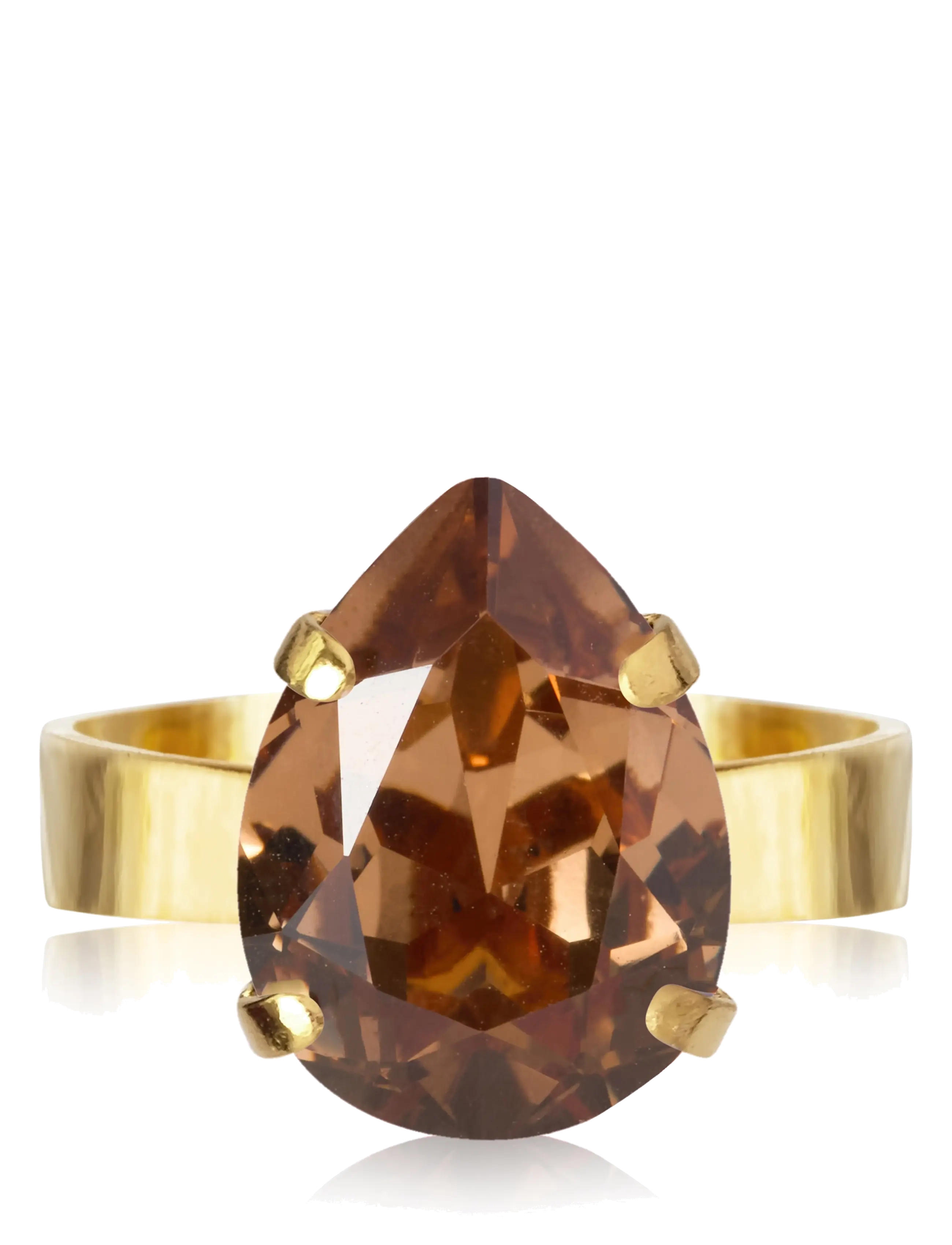 Caroline Svedbom MINI DROP RING GOLD - Ringe - REC LIGHT SMOKED TOPAZ / brown