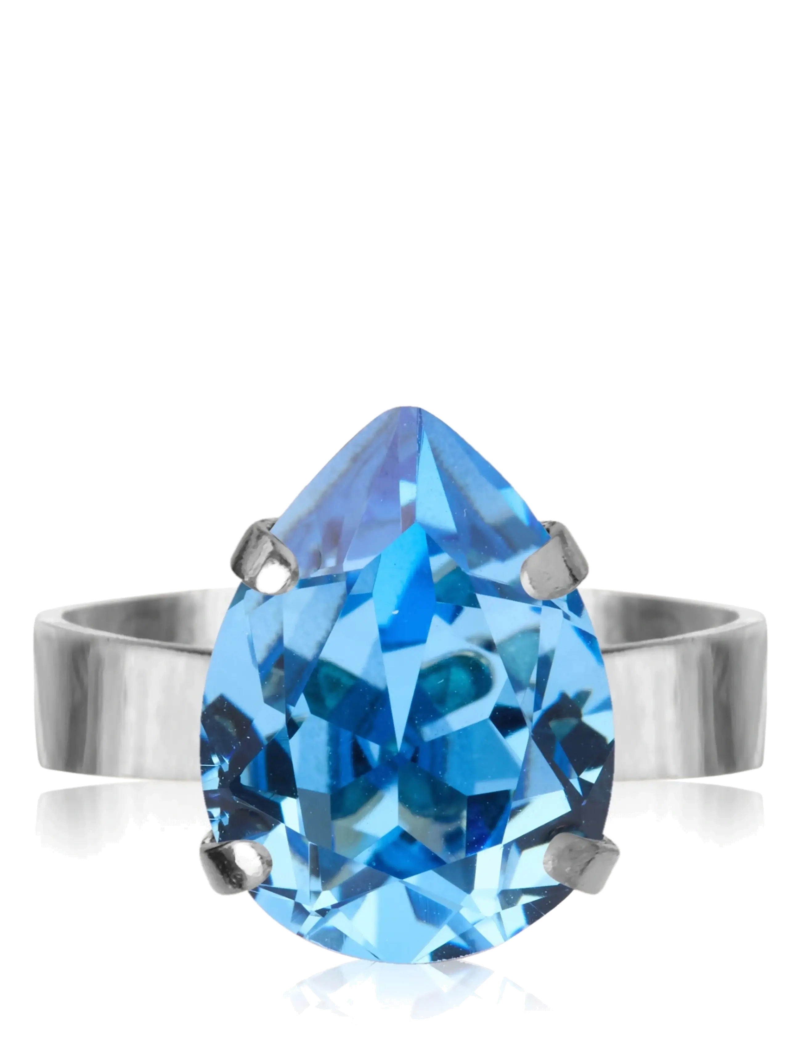 Caroline Svedbom Mini Drop Ring Rhodium, One Size, Blue, Smykker > Ringe, Dame