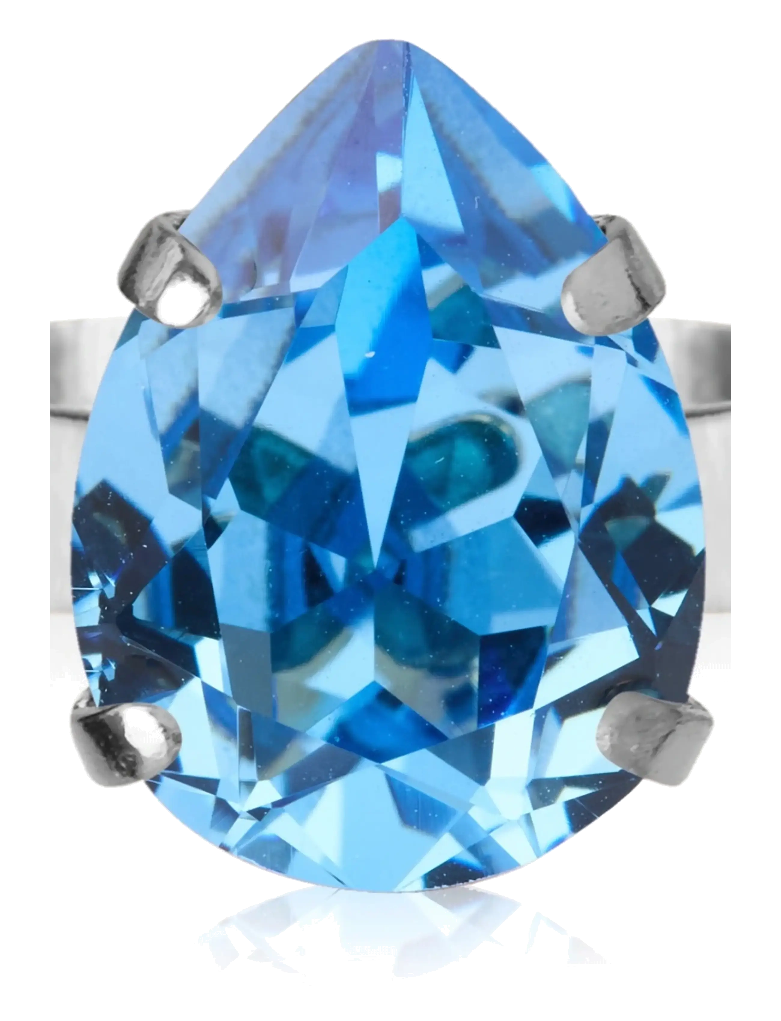 Caroline Svedbom MINI DROP RING RHODIUM - Caroline Svedbom - RECREATED ICEBLUE / blue
