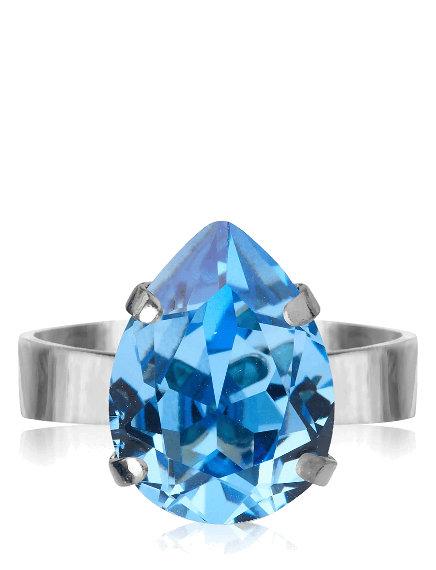 Caroline Svedbom - MINI DROP RING RHODIUM - sõrmused - recreated iceblue - 0