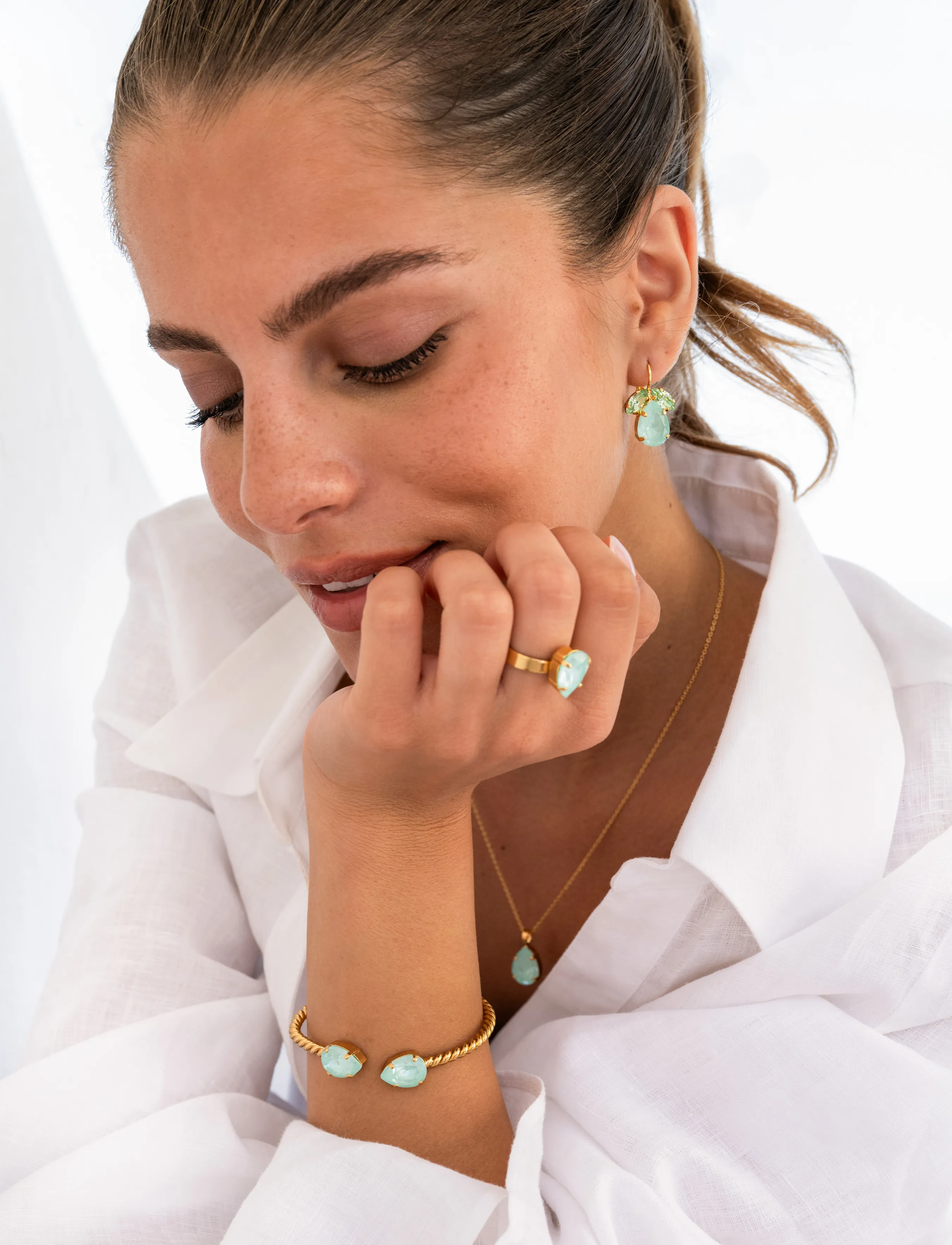 Caroline Svedbom Mini Drop Necklace, One Size, Green, Halskæder > Smukke Halskæder, Dame