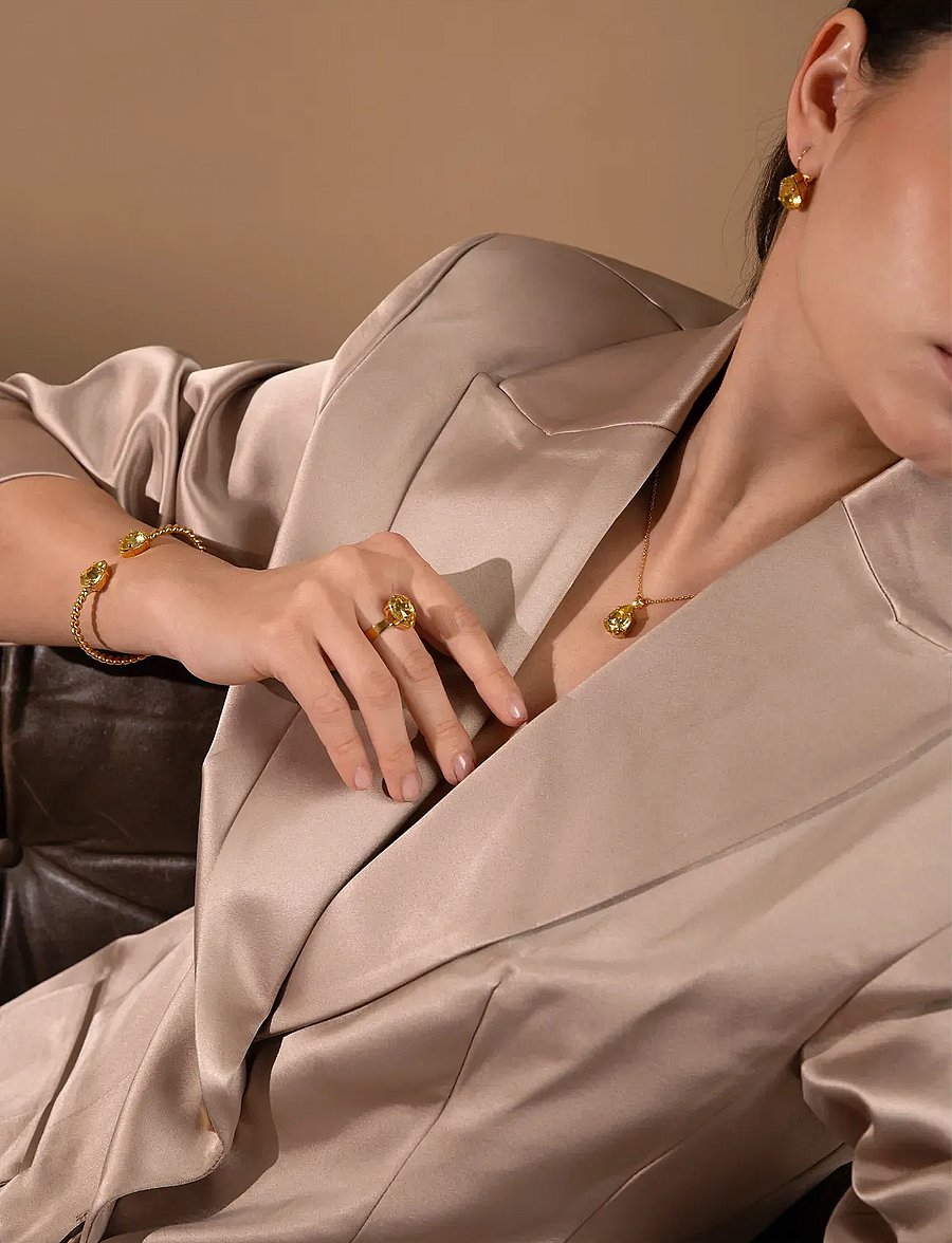 Caroline Svedbom - MINI DROP NECKLACE GOLD - halsband med hänge - dark jonquil - 0