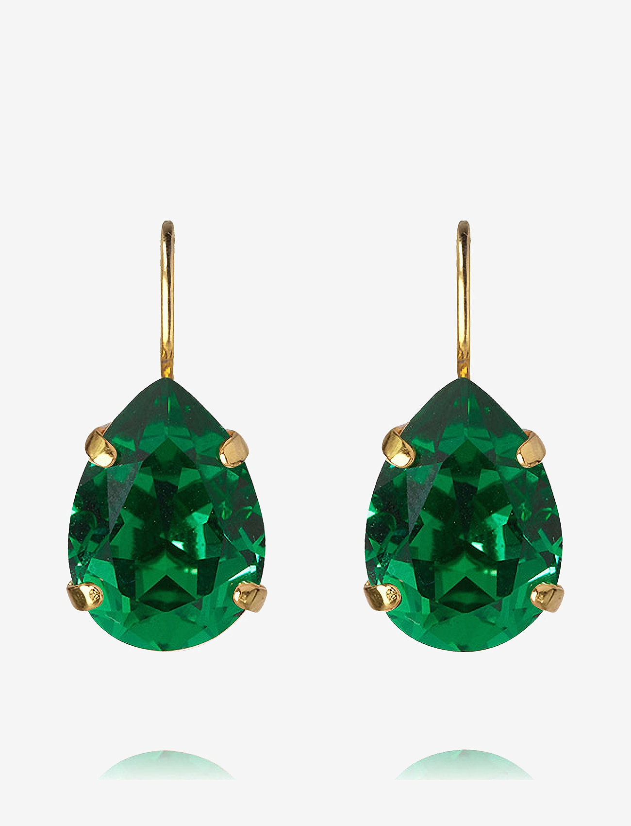 Caroline Svedbom - MINI DROP CLASP EARRINGS GOLD - roikkuvat korvakorut - majestic green - 1