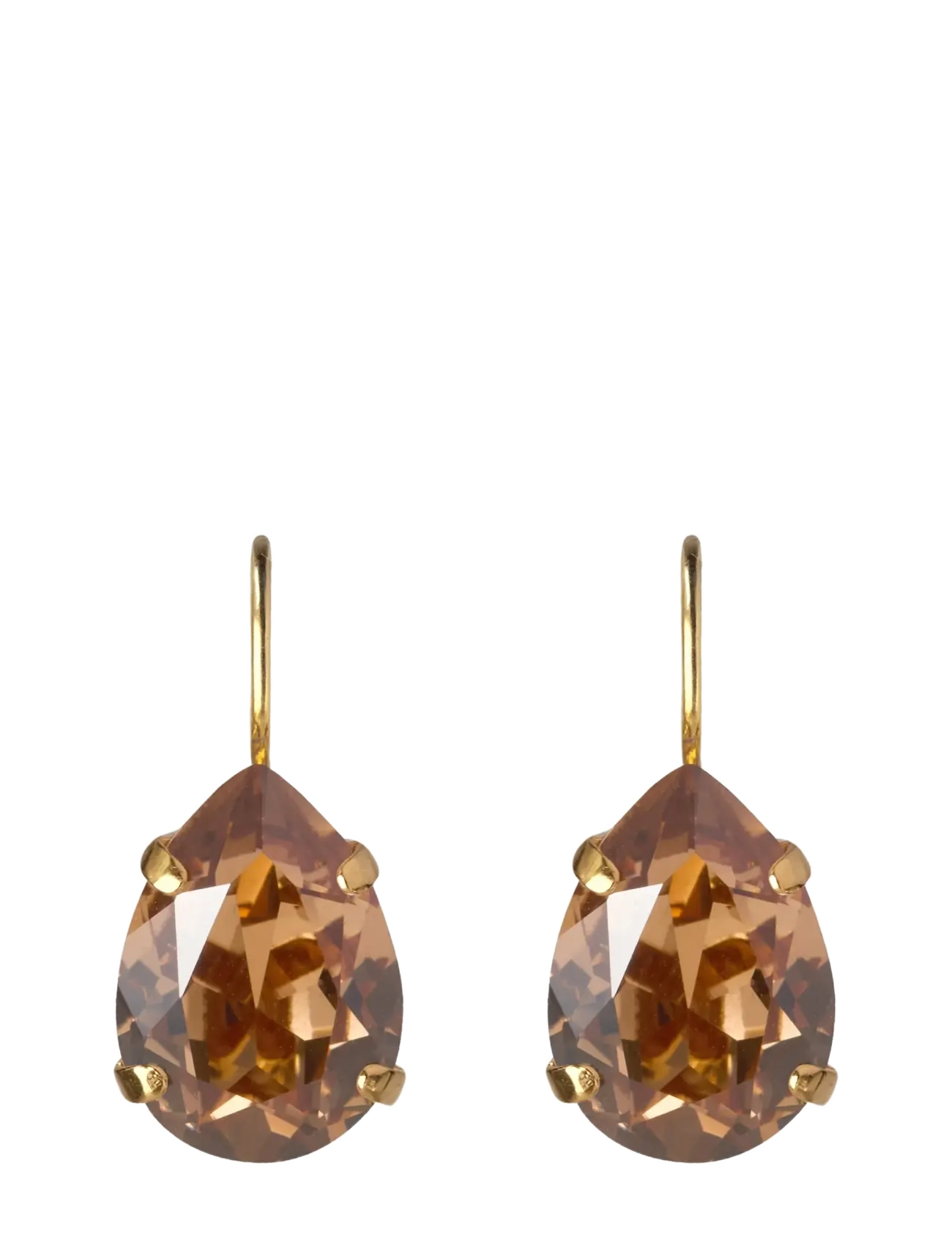 Caroline Svedbom MINI DROP CLASP EARRINGS GOLD - Accessoarer - REC LIGHT SMOKED TOPAZ / brown