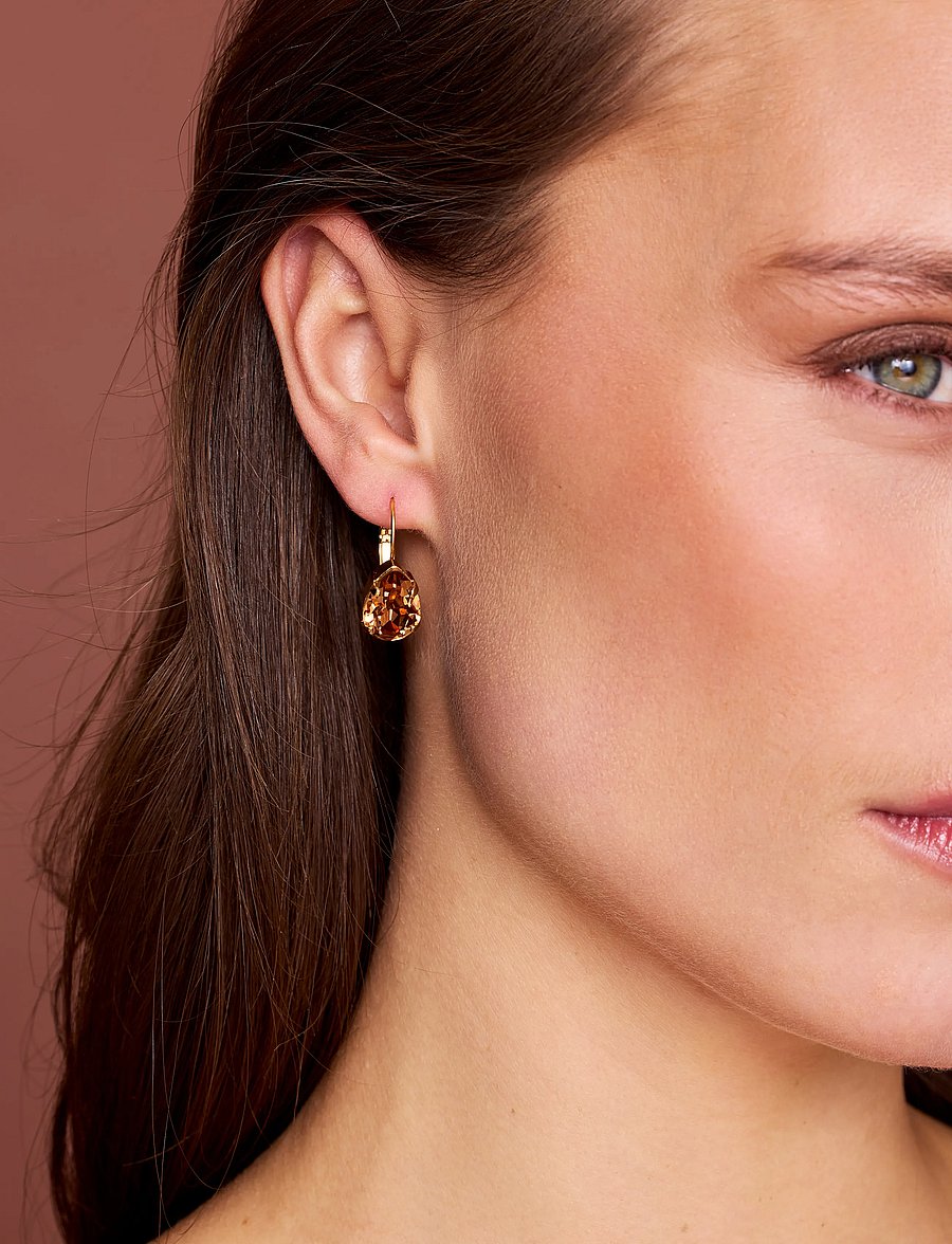 Caroline Svedbom - MINI DROP CLASP EARRINGS GOLD - Øreringe med vedhæng - rec light smoked topaz - 0
