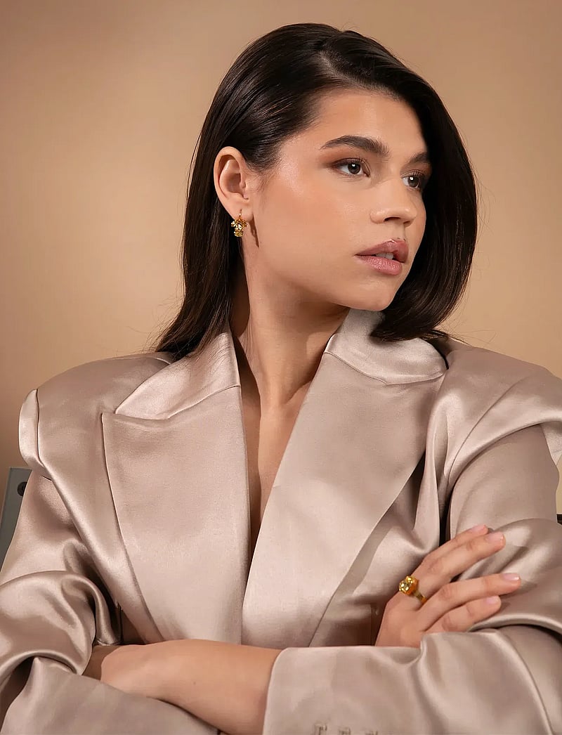 Caroline Svedbom - PETITE TIMO EARRINGSGOLD - hängande örhängen - dark jonquil - 0