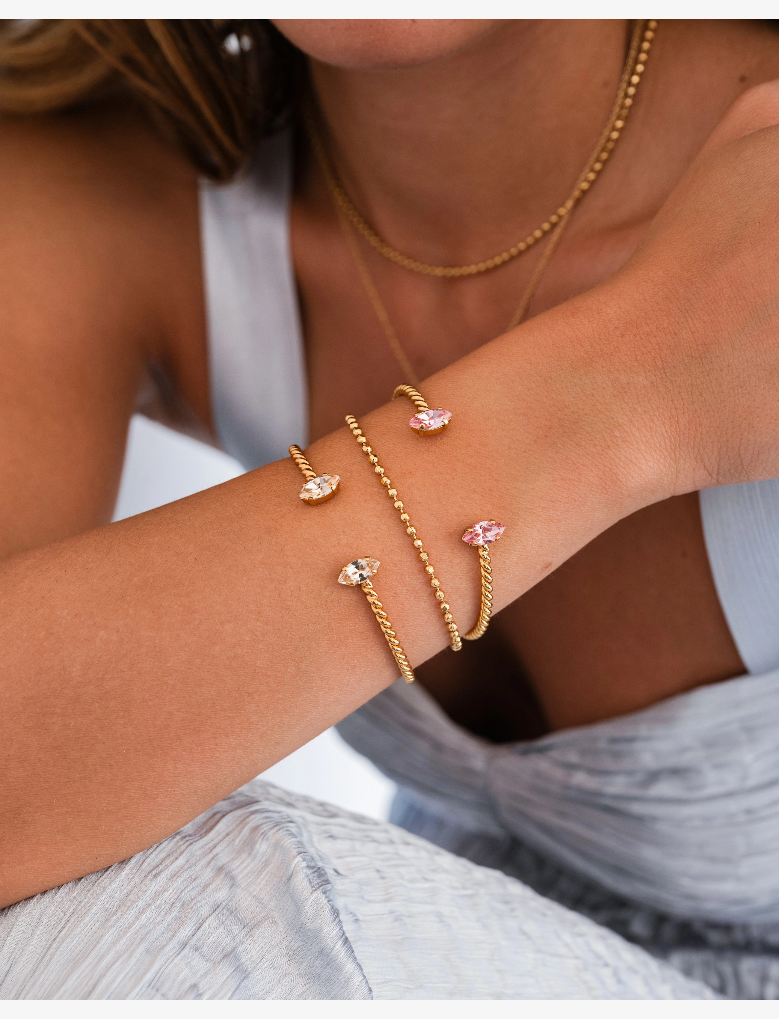 Caroline Svedbom - PETITE NAVETTE BRACELET - armringe - light silk - 2