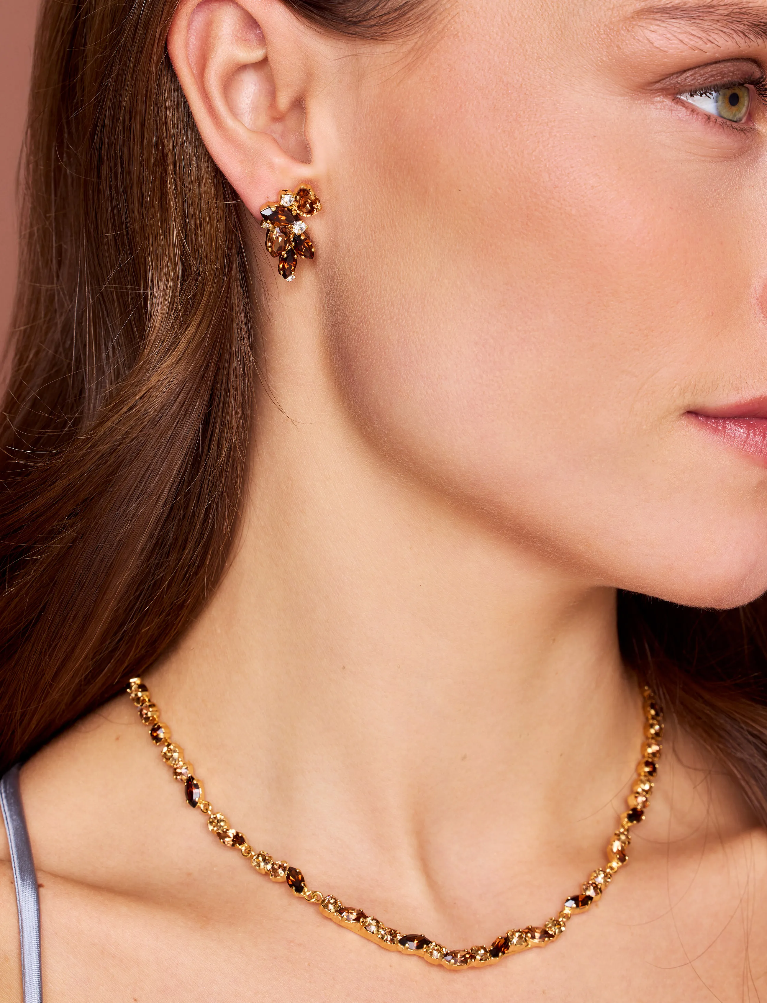 Caroline Svedbom - DEMI EARRINGS GOLD - statement øreringe - rec topaz combo - 2
